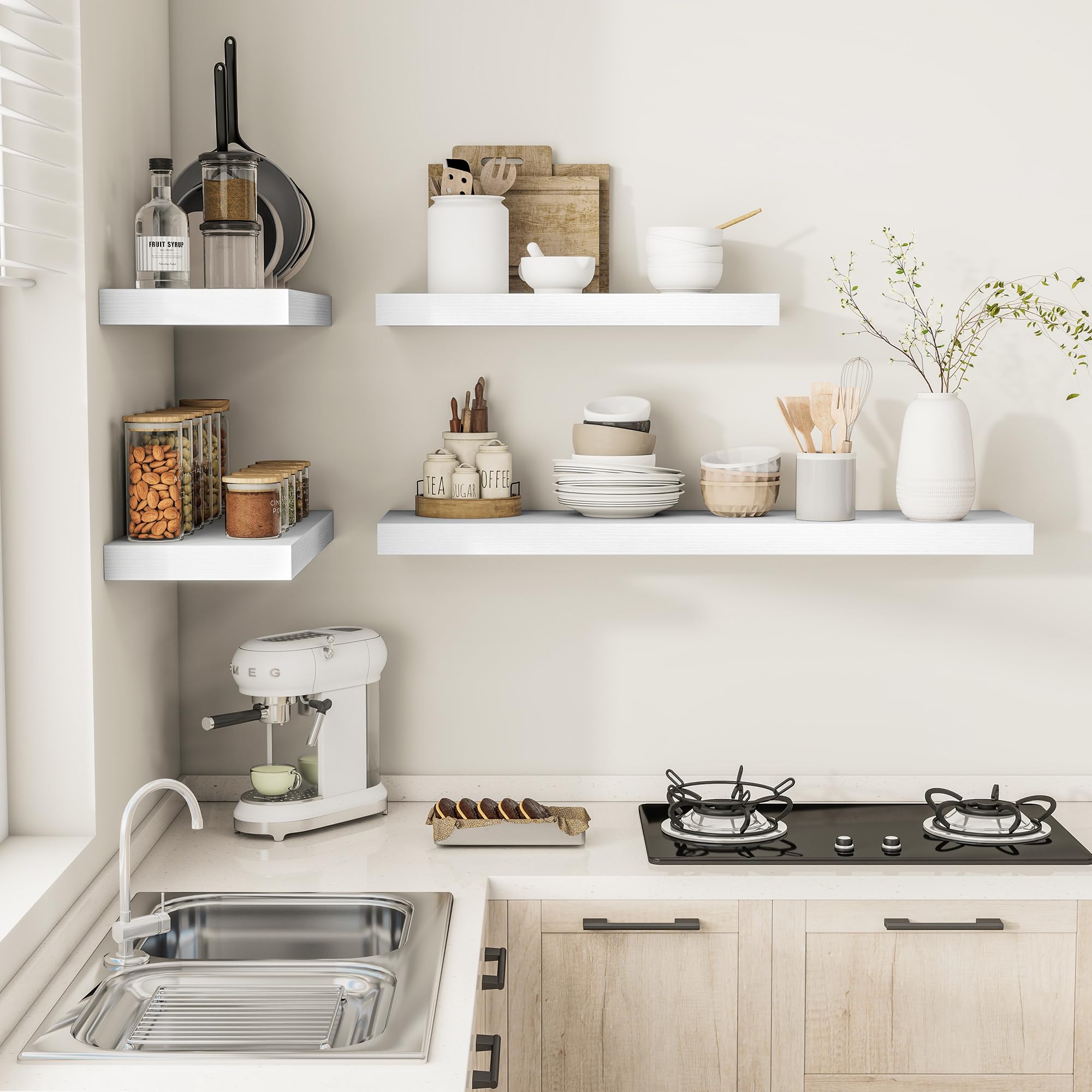 Vivelove 12 Deep Floating Shelves for Wall, 24/36/48/55 Inch Shelves for Room Wa — product photo