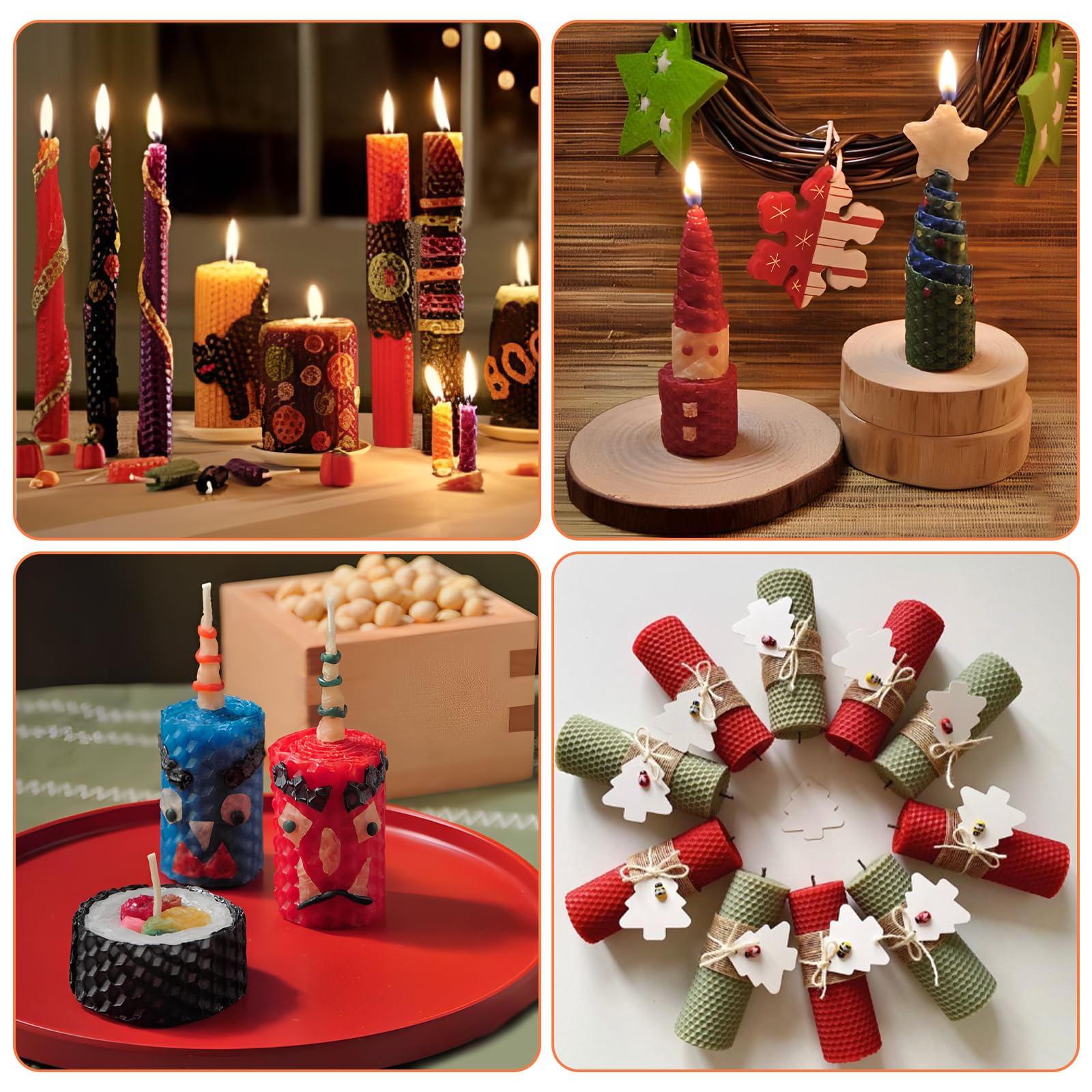 GBACHOOSE 24PCS Beeswax Candle Making Kit 8x8 Inch Beeswax Sheets for Candle Making, 12 Colorful Beeswax Sheets Create Your Own Unique Candles - Image 7
