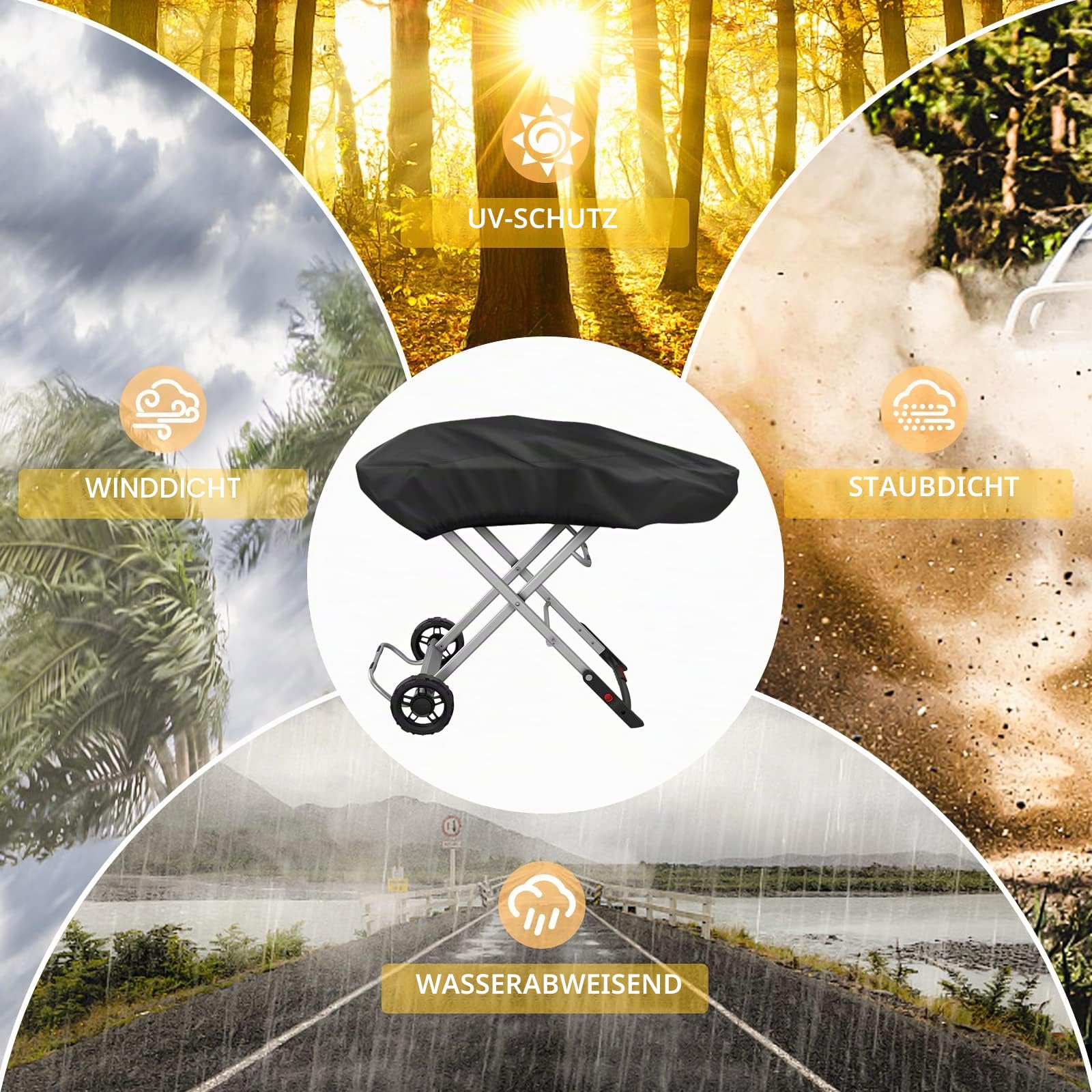 Grillabdeckung für Weber Traveler Tragbarer Gasgrill 9010001, Outdoor, strapazierfähig, wasserdicht, Oxford-Gewebe, witterungsbeständig