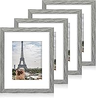 Vista 54 de Juego de 4 portarretratos de 4 x 6 pulgadas, hechos de vidrio real y marco de madera gris, exhibición en pared o mesa, para fotos de 3.5 x 5