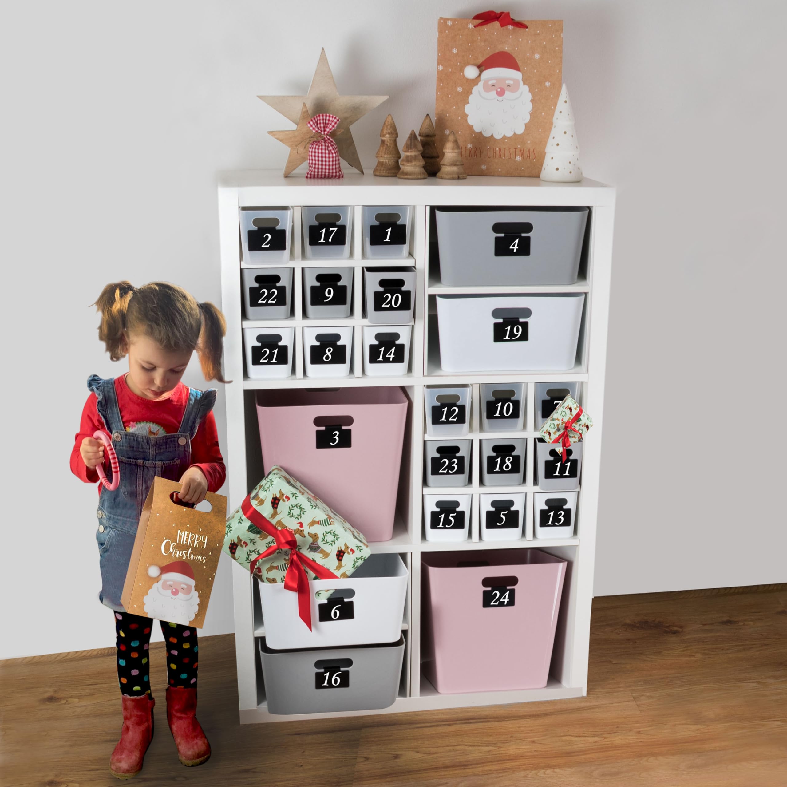 3 x Ordnungsbox Beschriftungsclips 30cm hoch grau 30x30cm Kunststoff Bad
