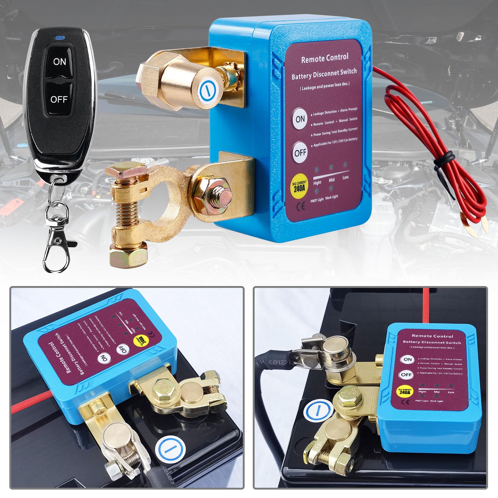 Coupe-circuit sans fil pour voiture télécommandé, 12V, 240A, interrupteur coupe-batterie antivol, arrêt automatique, protection de batterie 12V pour voiture, VR, VTT, camion