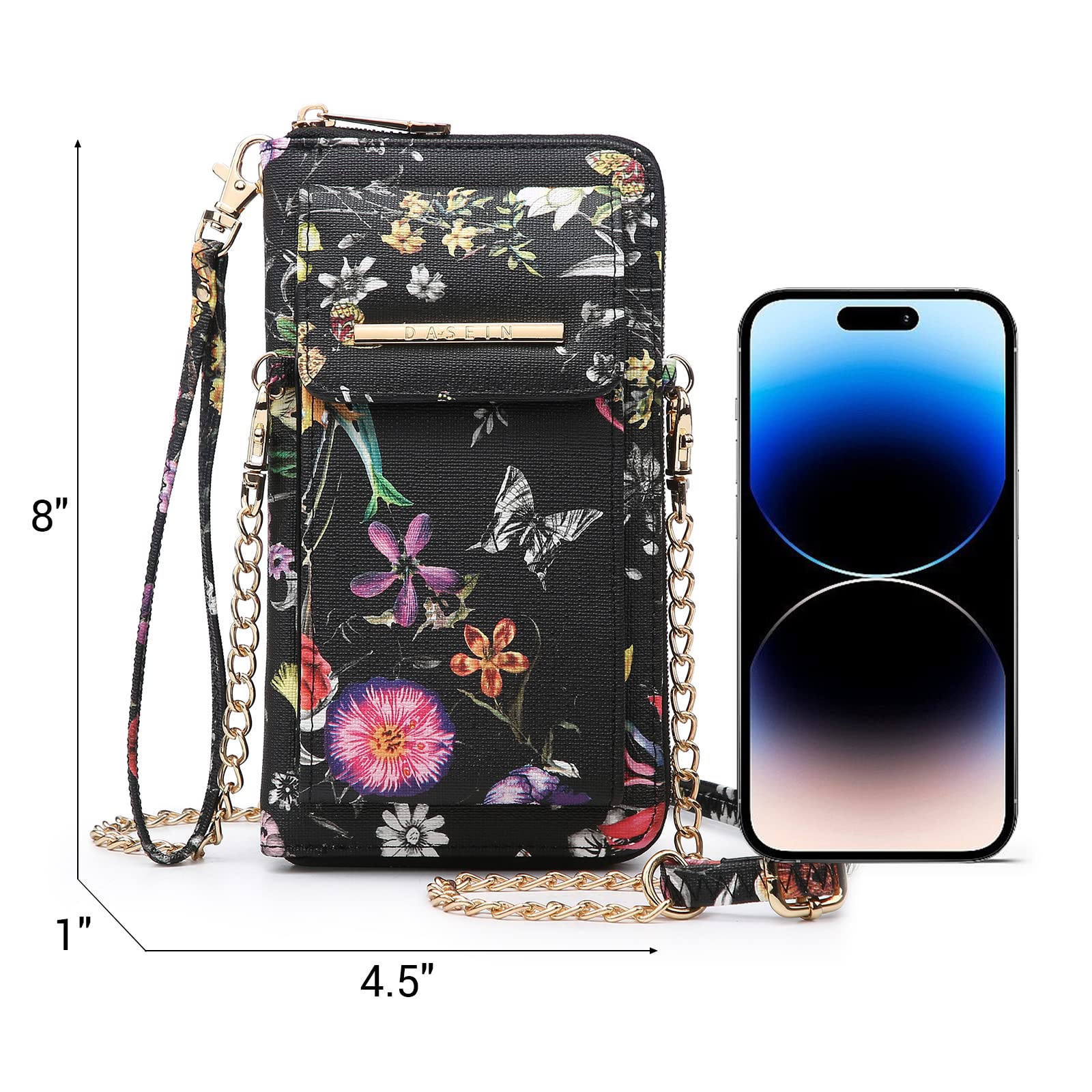 Dasein Borsa a tracolla in pelle vegana per le donne borsa cellulare borsa a tracolla carta di credito portafoglio custodia da polso con tasche multiple