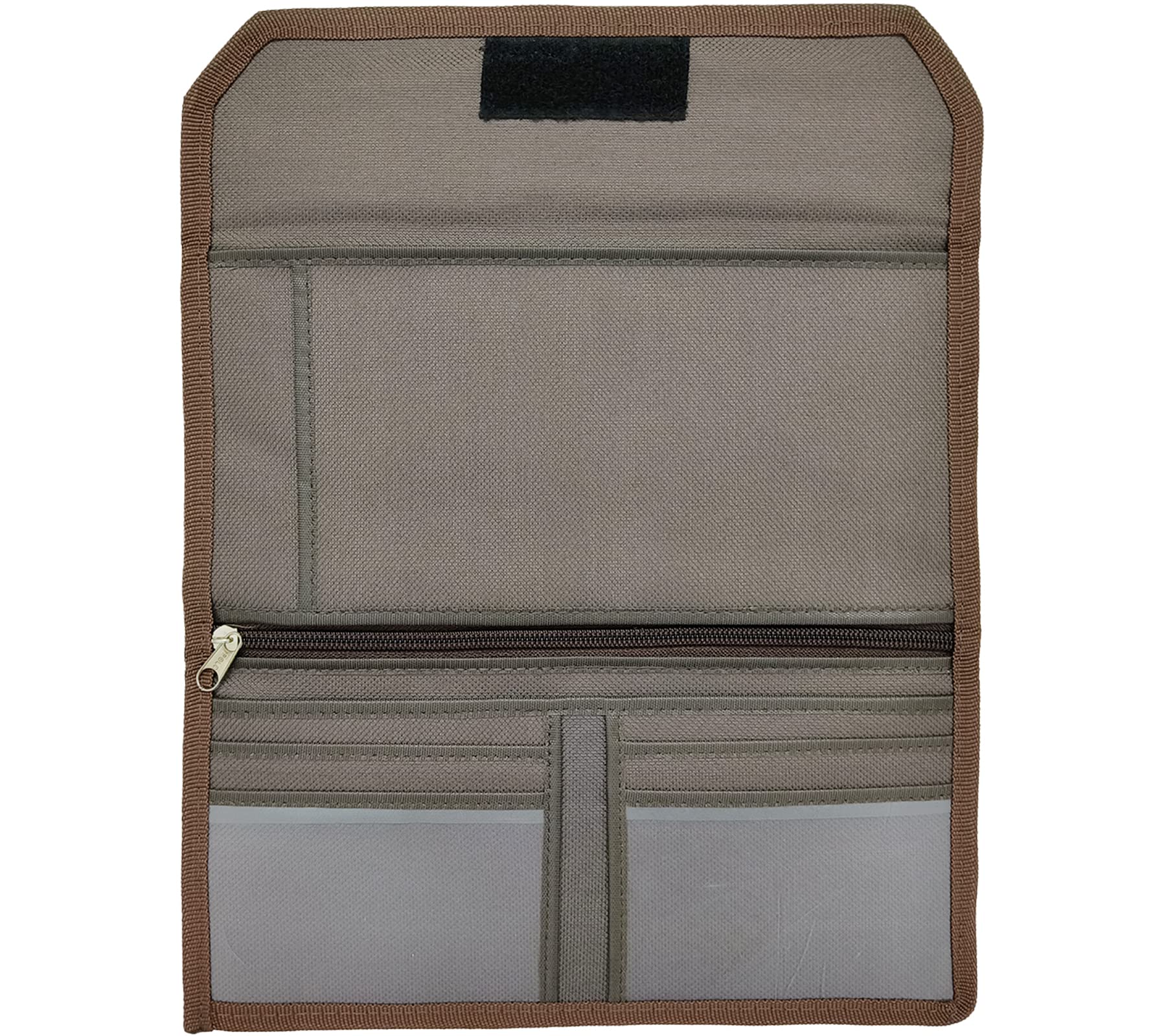 brygger Unisex Design Cheque Book or Card Holder or Travel Organizer or Vehicle Documents Holder with Multi 10 Pockets for Multipurpose Use (Mat Brown)-picture-49
