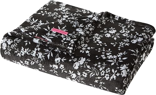 Miniatura 1 de Betsey Johnson - Manta individual, ropa de cama de felpa ligera y cálida, decoración del hogar para todas las estaciones (floral negroblanco,