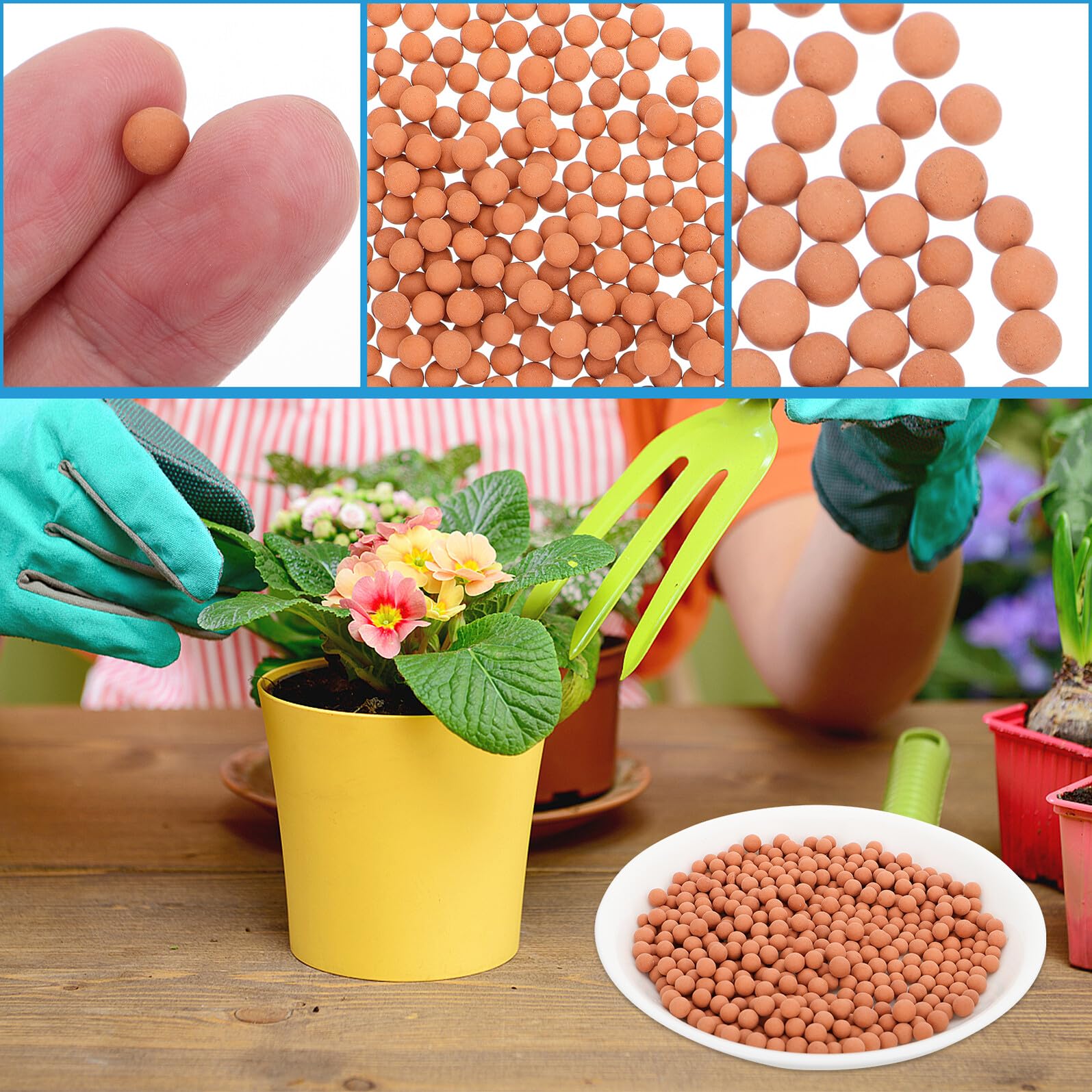 COLLBATH Pierre de Substrat en Céramsite pour Plantes Succulentes et Bonsaï, Hydroponie et Jardinage Intérieur Extérieur, Lot 2 Paquet 1000g, Perméabilité Gaz, Léger et Poreux, Décoration