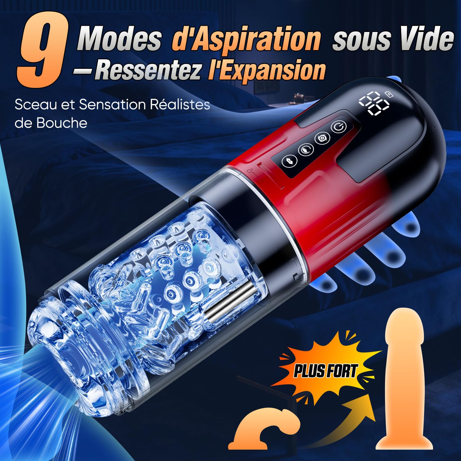 Masturbatore Uomo con Manicotto Extra, APP Sexytoysys Uomo con 9 Modalità Telescopica Rotazione Suzione Vibrazione, Pompa per Pene con Ingrandimento in 12 Secondi, Impermeabile per idromassaggio