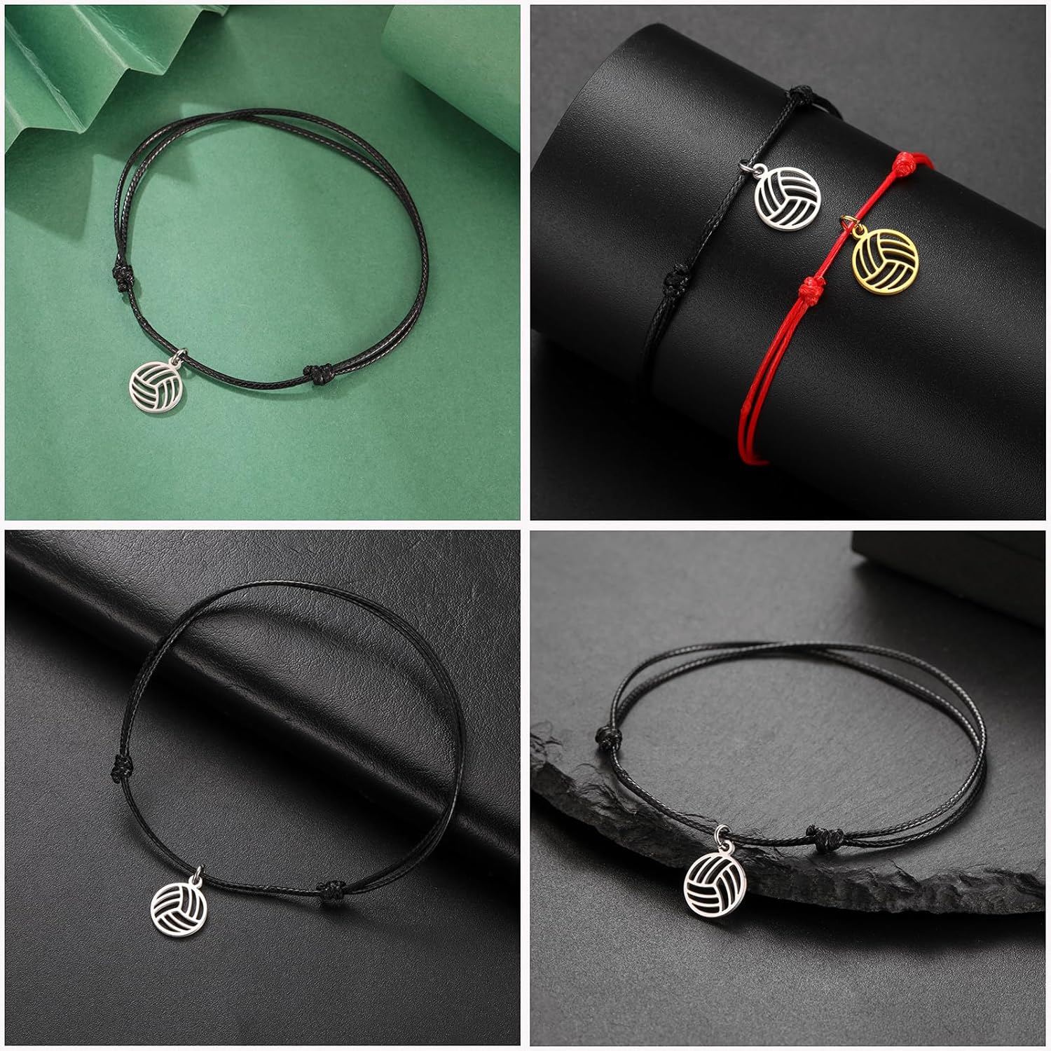 TEAMER Volleyball Bracelet Deliacate Volleyball Wax Rope Bracelet Stainless Steel Fashion Sport Ball Jewelry For Team Athlete Coach Volleyball Lovers - Image 6
