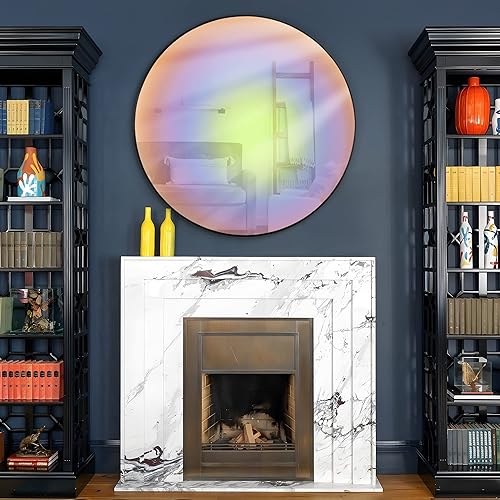 NeuType Espejo redondo de 28 pulgadas, espejo circular montado en la pared, marco de metal para decoración de pared, espejos decorativos con reflejo