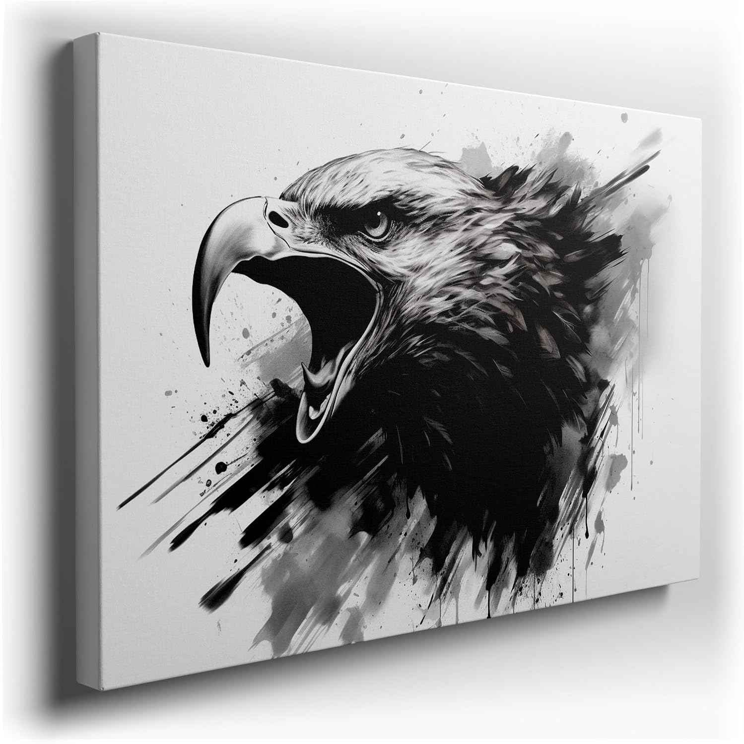 Canvas for Living room. Majestic Monochrome - Unleashing the Power of the Eagle in Digital Artistry, 27 x 18 inch Canvas Wall Art - Ready to Hang - 69x46 cm (27x18 inch)