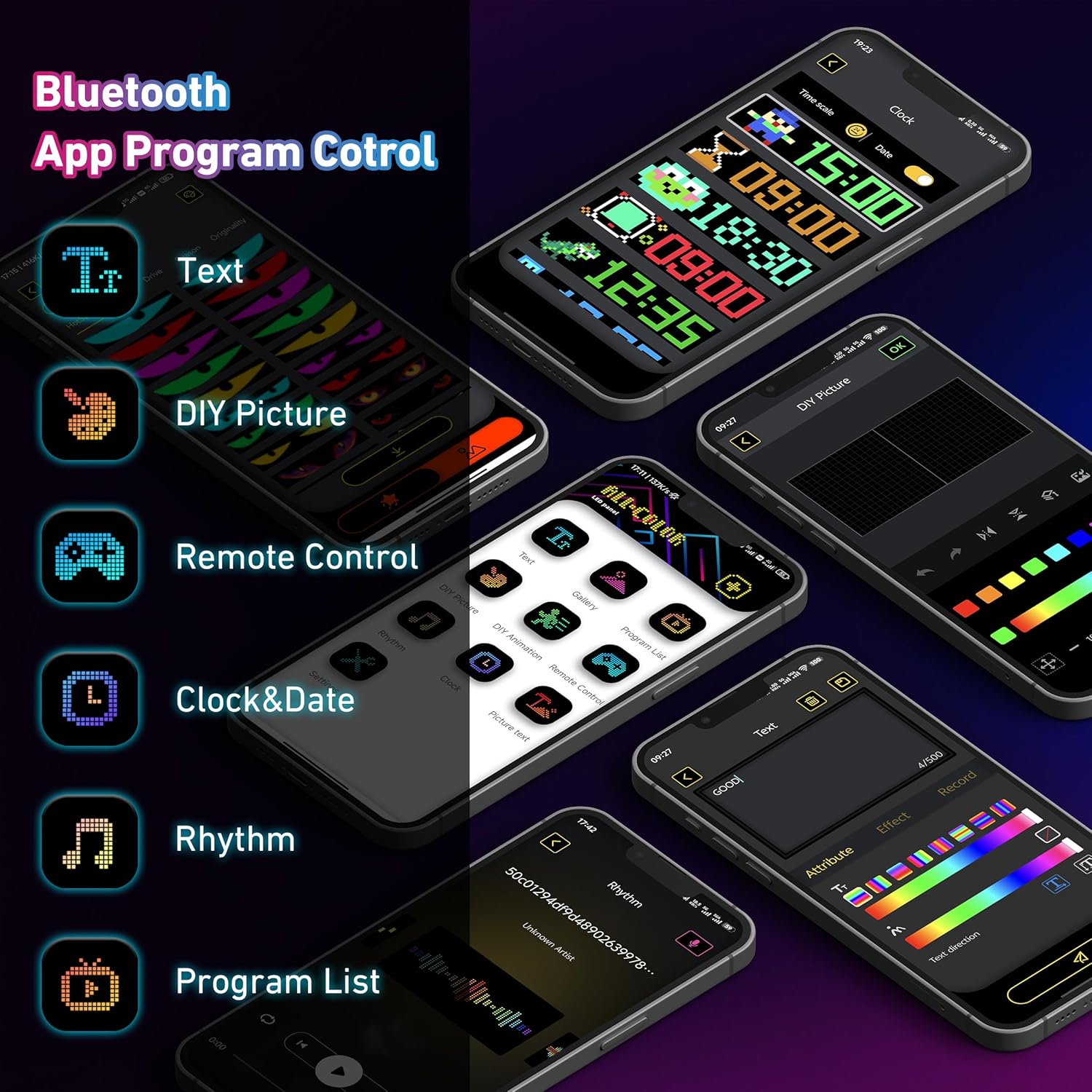 2PCS Devil Eyes Light for Cars,14.72inx3.62in Programmable Flexible LED Display with Remote/App Control,Soft Screen for Car LED Lights Interior, LED Eyes for Truck Windshield - Image 2