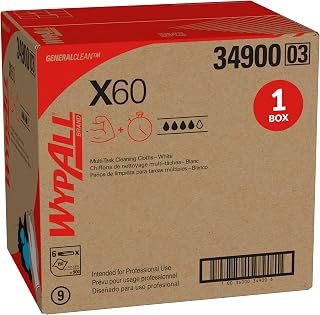 WypAll GeneralClean X60 천 멀티 작업 클리닝 물티슈 (34900), 강하고 흡수력이 좋은 타월, 화이트 (150장 6팩, 총 900장)