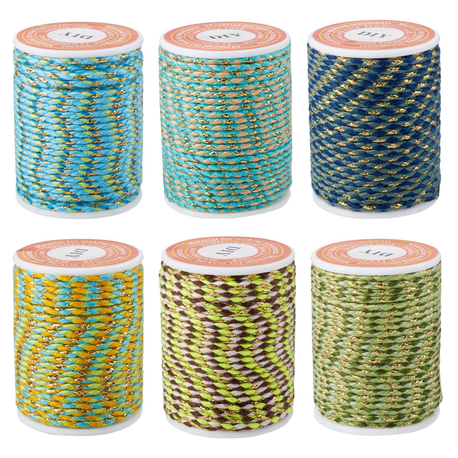 Cordon polycoton tressé métallique anti-effilochage pour nœud macramé