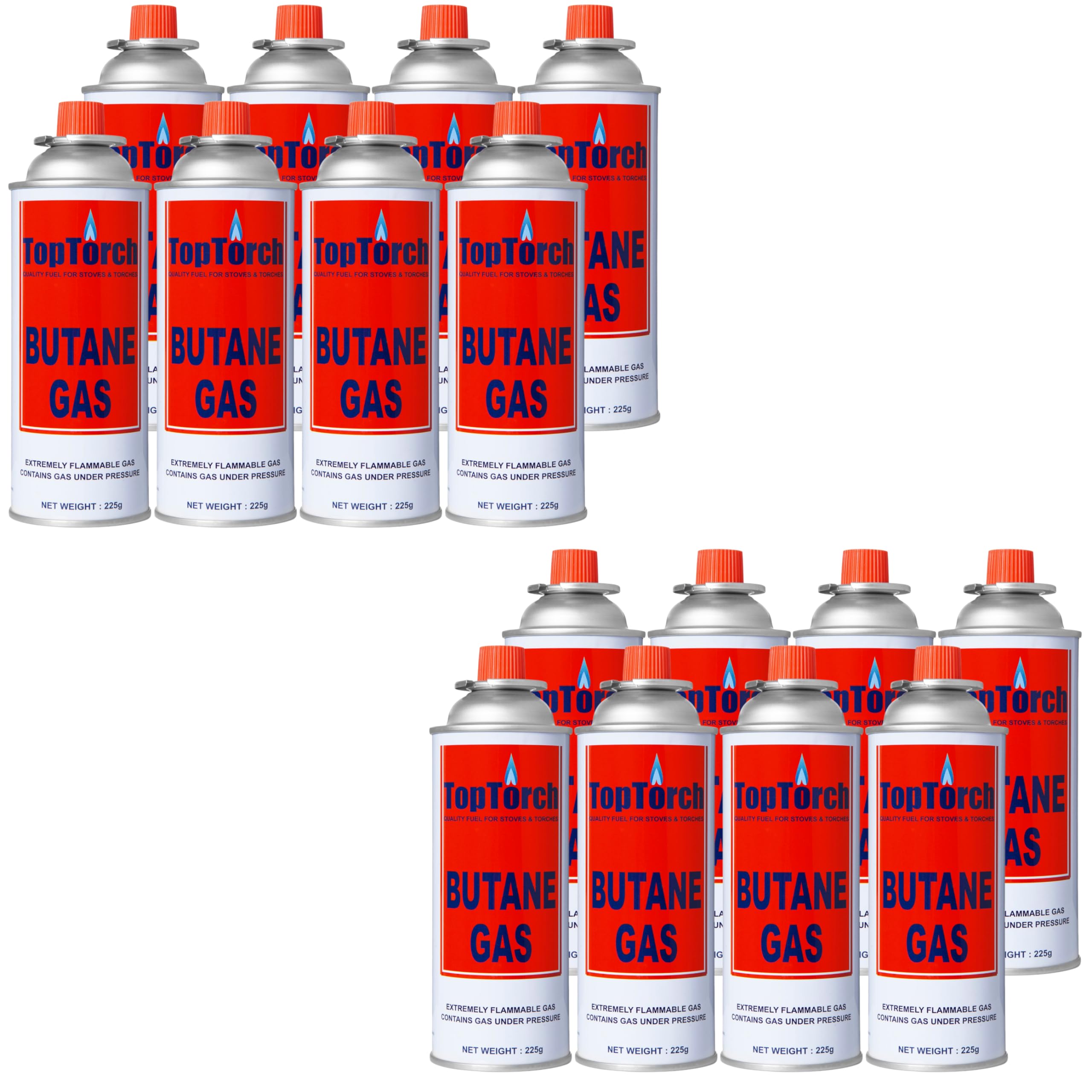 Top Torch® Portable High Pressure flame Butane liquefied Gas Canister 225g Can Easy to use Perfect suitable to refill flame lighters. Small Stove, Flame Torch, Welding fuel Gas