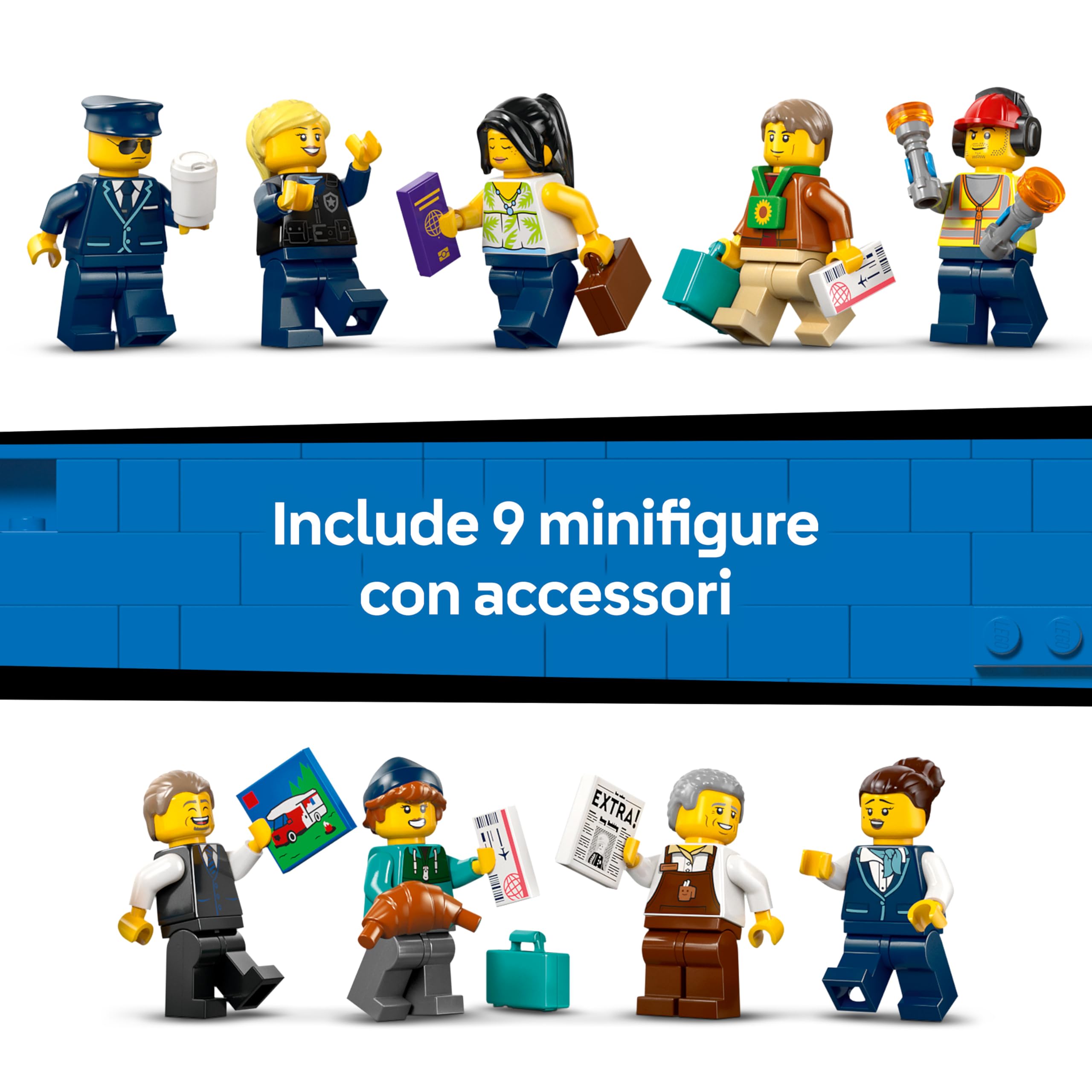 LEGO City Airport with Airplane Toy - Miniature Model Kit w/Terminal, Plane, Tug Car, Bridge, 9 Minifigures & Accessories - Birthday Gift Idea for 8+ Year Old Boys - 60502