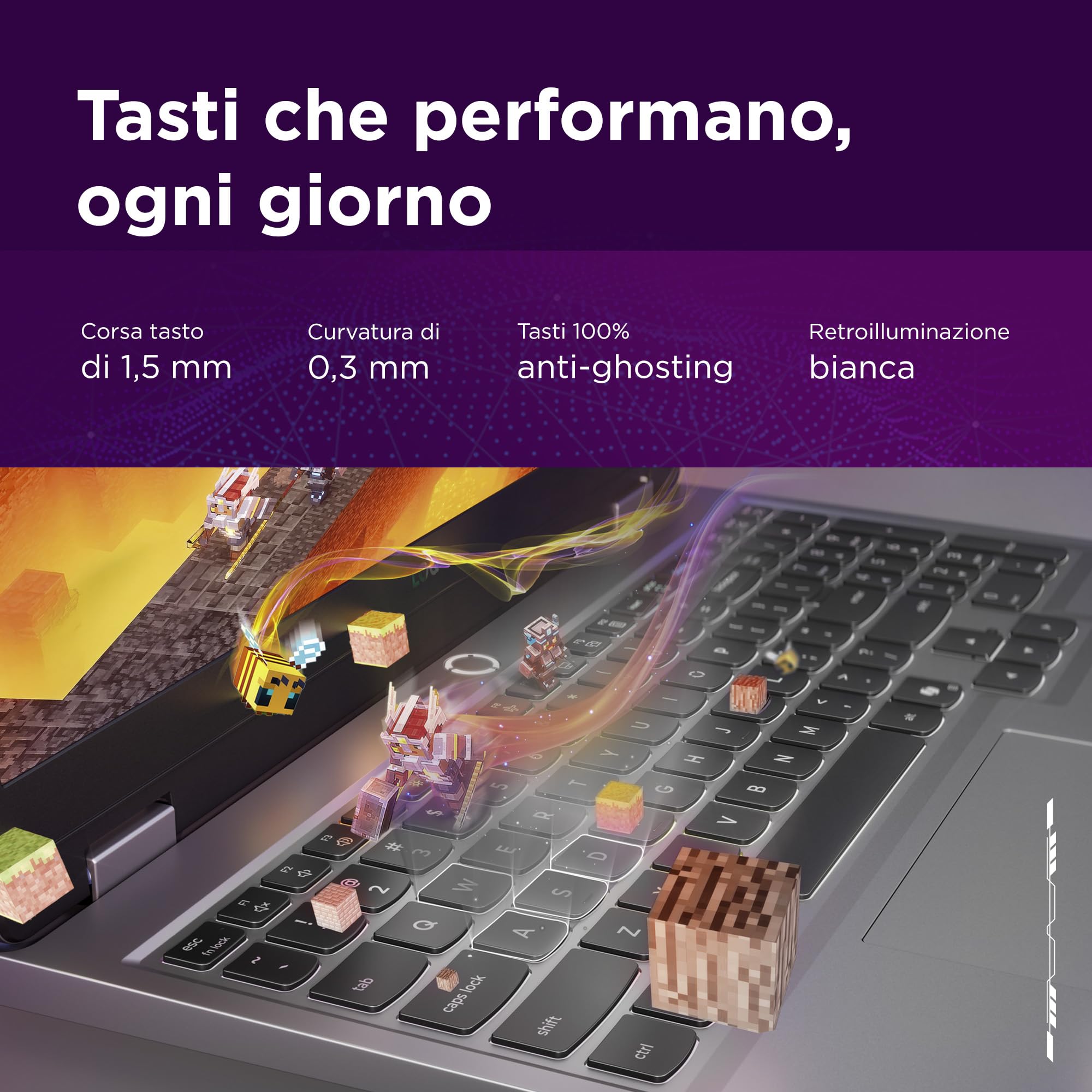 Lenovo LOQ 15" 144Hz Notebook Gaming, NVIDIA GeForce RTX 5070 8GB GDDR7, Intel Core i7-13650HX, RAM 32GB DDR5, 1TB SSD M.2 2242 PCIe 4.0, FHD, Windows 11, Tastiera retroilluminata
