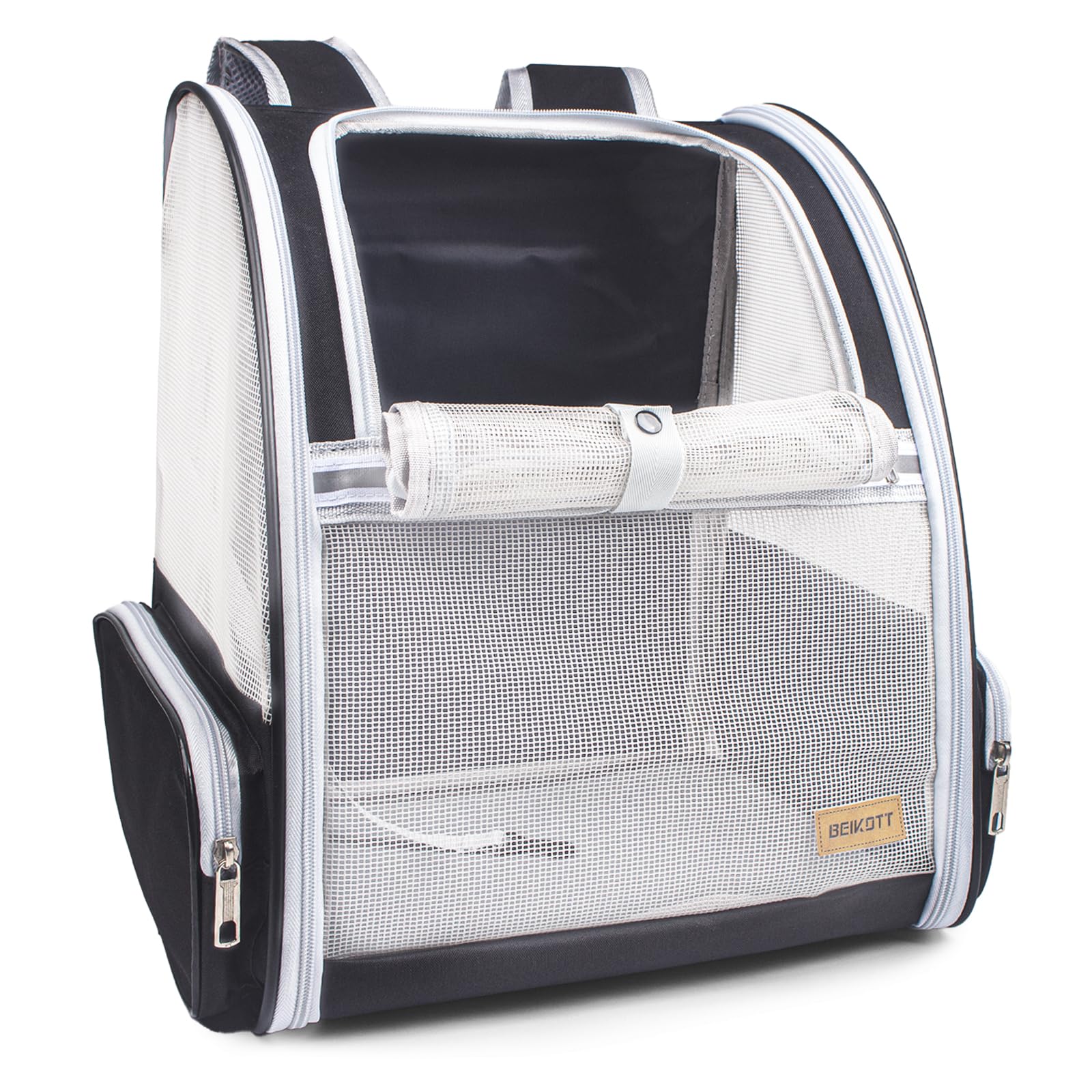 BEIKOTT Pet Backpack for Small Cats and Dogs, Ventilated, Foldable with Seat Belts, Buckles for Travel, Hiking and Outdoor (Black) โ image 1