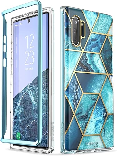 i-Blason Cosmo Series - Funda diseñada para Galaxy Note 10 (versión 2019), diseño de mármol protector sin protector de pantalla integrado (azul