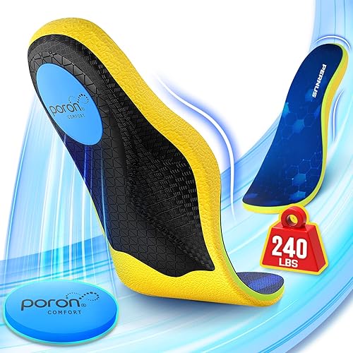 240+lbs Plantar Fasciitis Relief Insoles Men, Comfort PORON Shoe Inserts