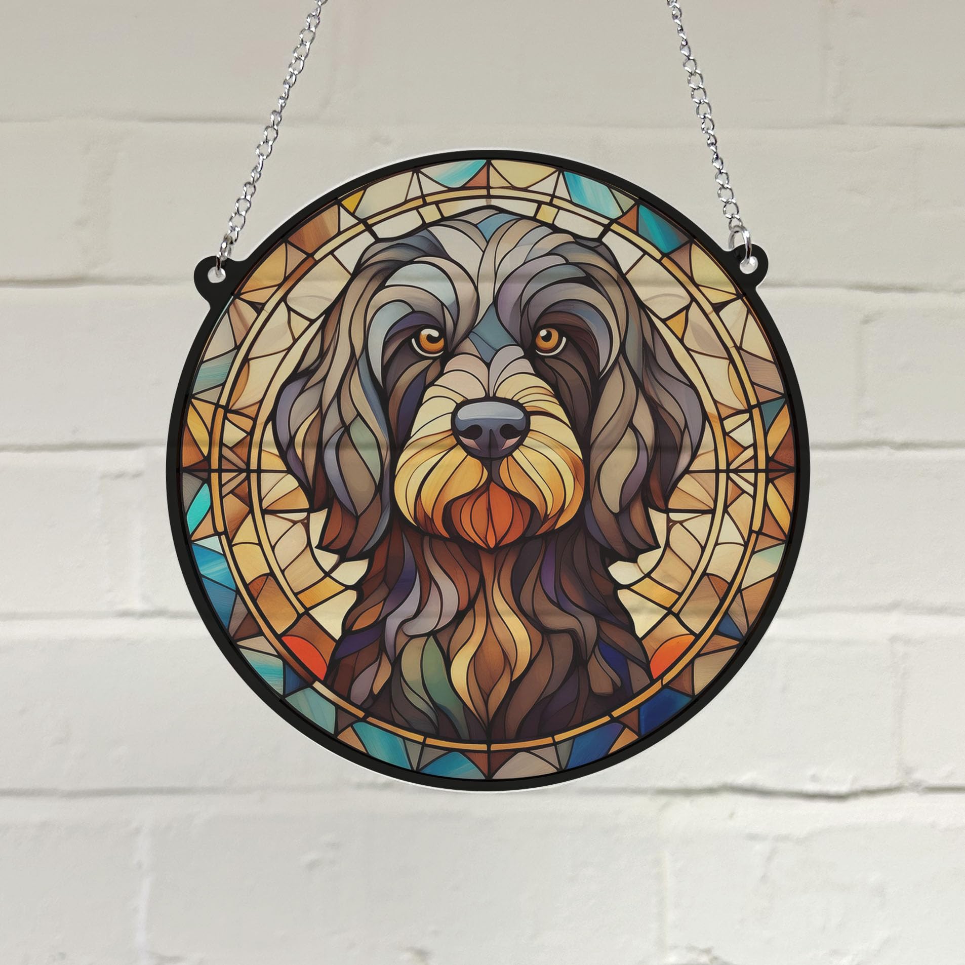 Cockapoo Black Stained Glass Effect Suncatcher Gift for Dog Lovers - 19cm - Image 3