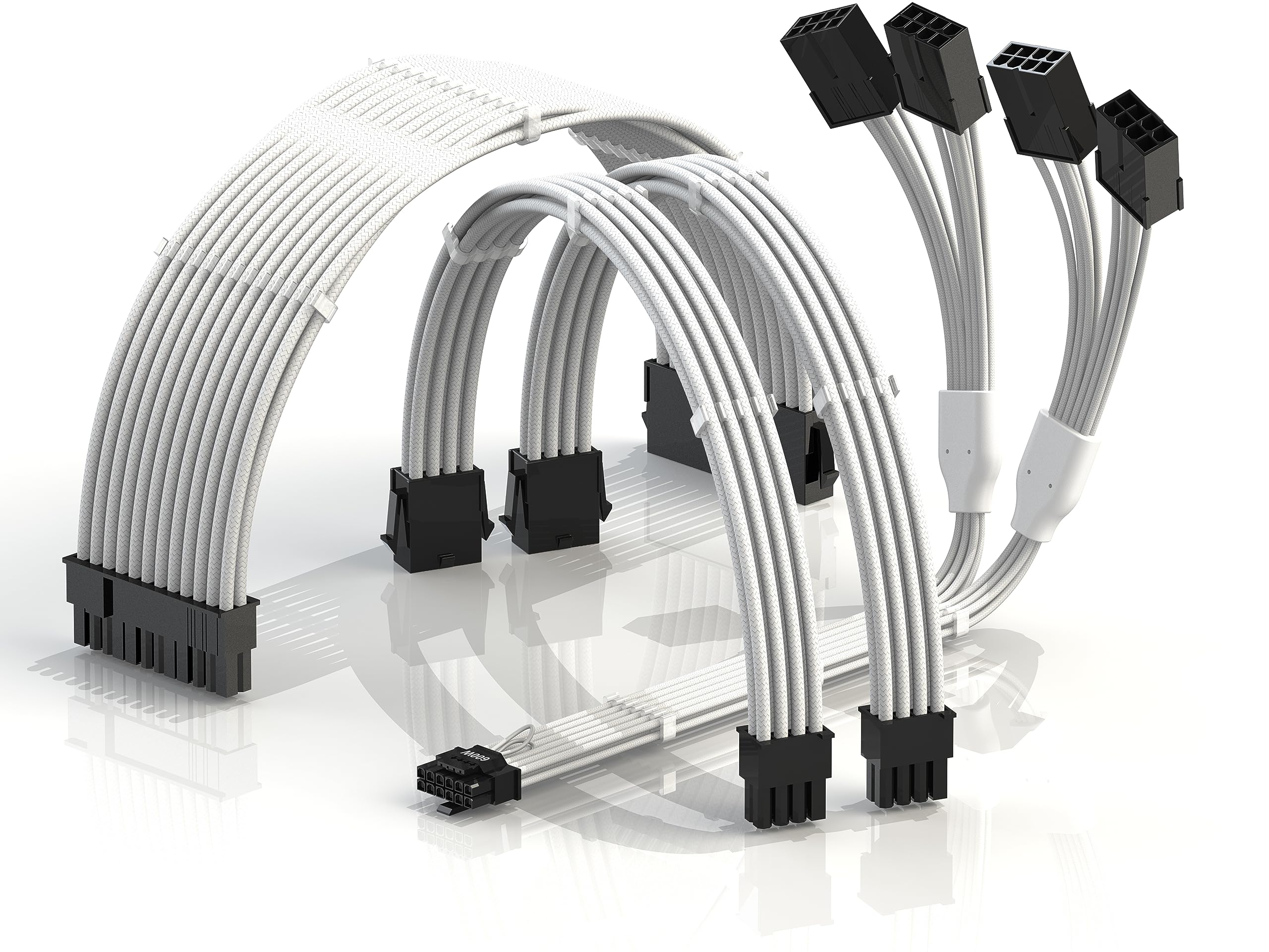 LINKUP - AVA 30cm EPS 4 Pin CPU ATX Motherboard PSU Power Supply Braided Sleeved Custom Mod PC Extension Cable w/Combs | Strong & Stiff Design | Single Pack | 300mm - Black — view 39