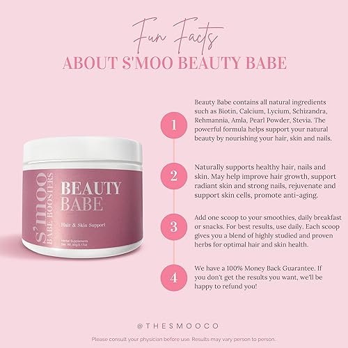 Miniatura 4 de S'moo Beauty Babe - Suplemento en polvo para uñas y piel | Apoya la piel, antienvejecimiento, brillo y salud, y mejora el crecimiento y la fuerza de