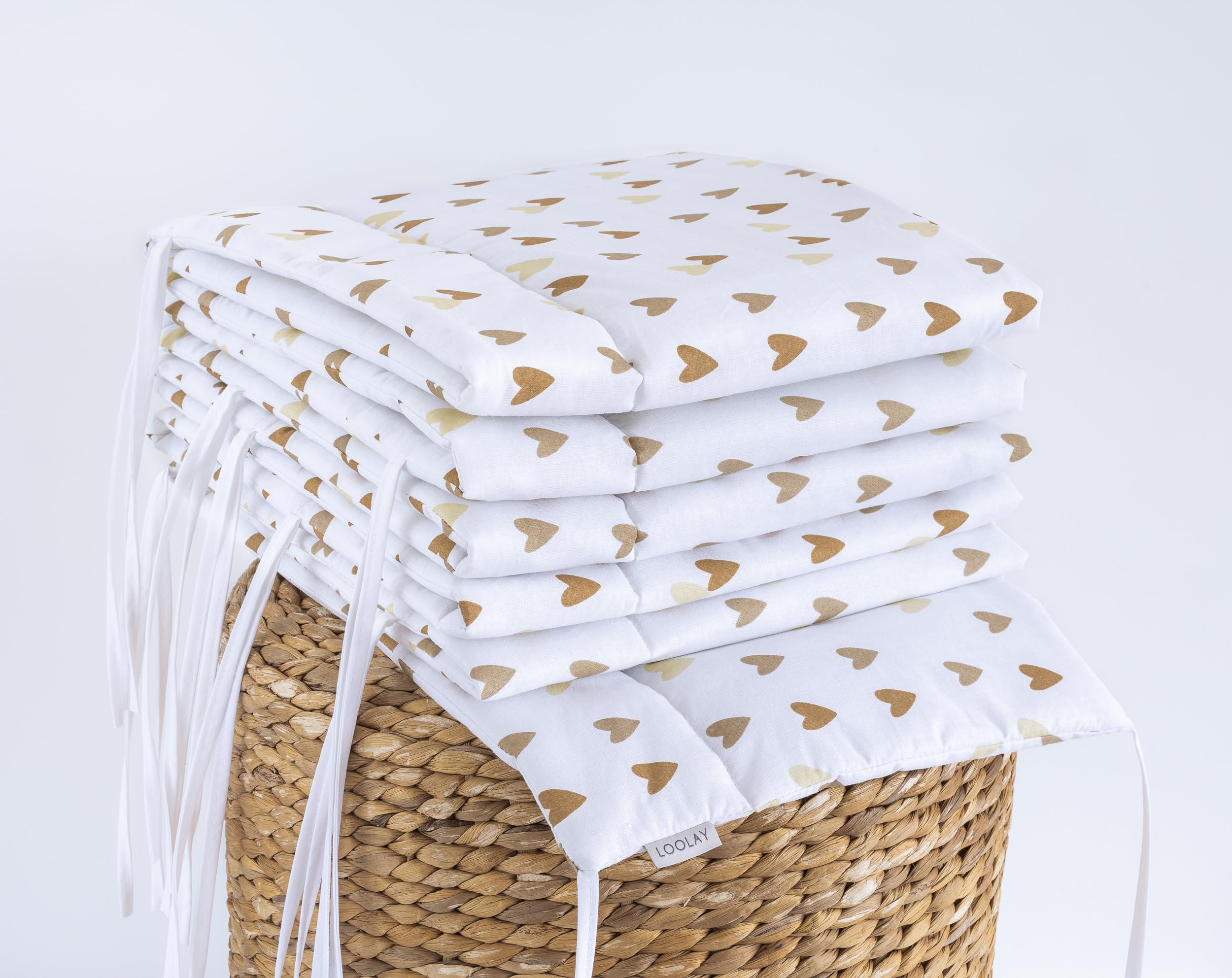LOOLAY BEIGE BRAUN Herz Herzchen 420, 360, 210, 180 x 30 cm für 140 x 70 oder 120 x 60 cm Baumwolle Netzstoff Handmade - PASST NUR ZU DEN ANGEGEBENEN GRÖSSEN ! (360 cm)