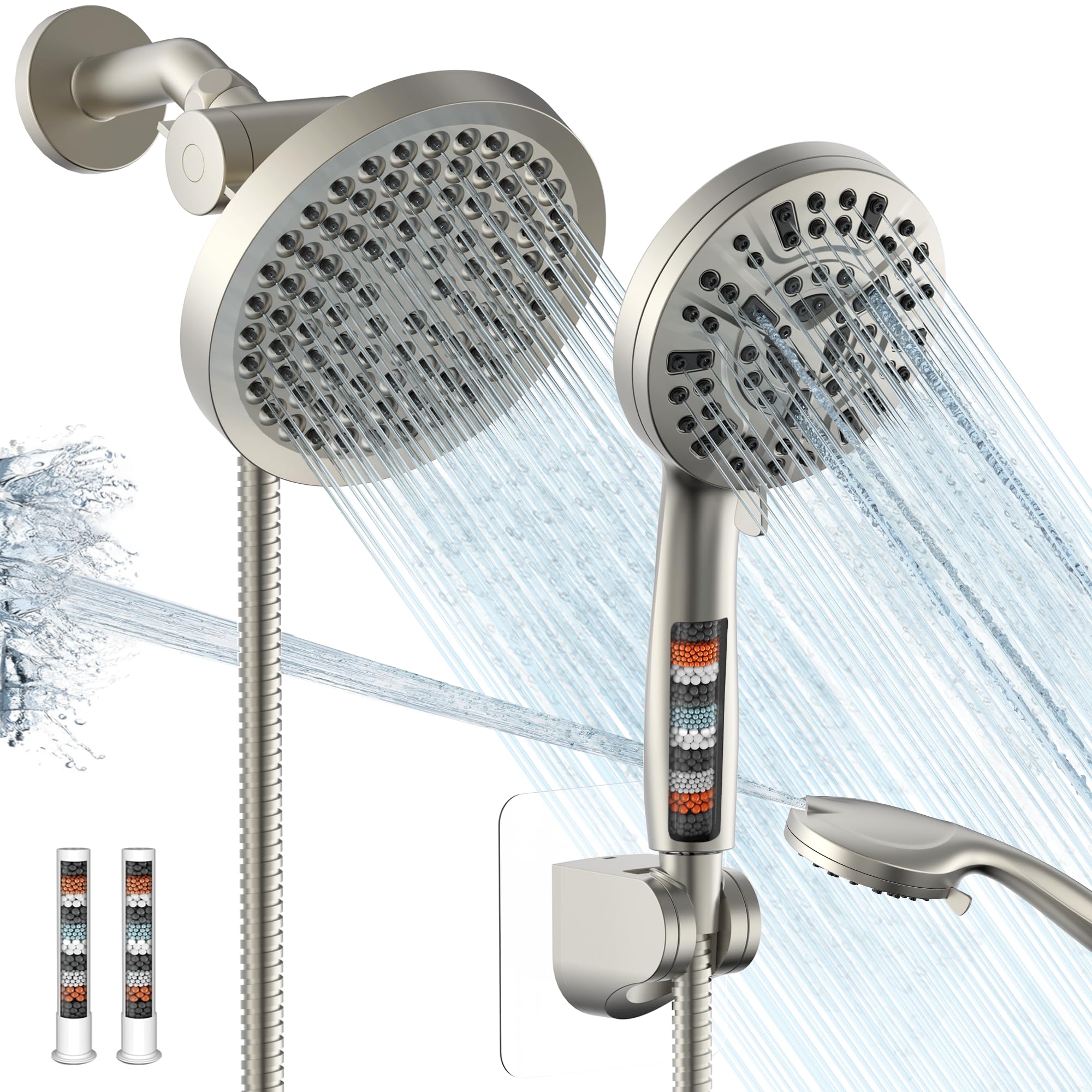 Shower Head with Handheld Spray Combo, Dual Rain Shower Head