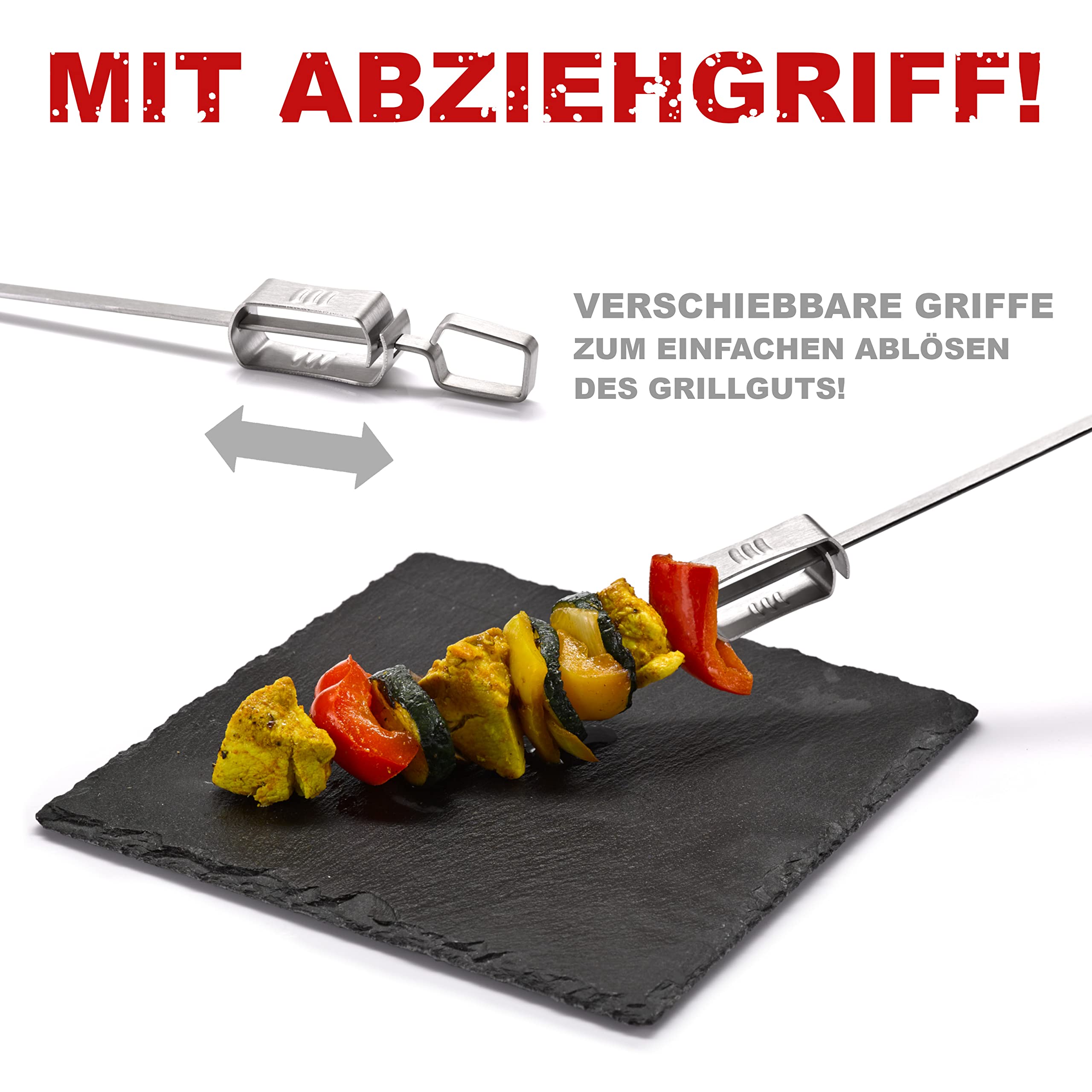 30 Spiedini Da Barbecue In Acciaio Inox 20 Cm | Per Carne, Verdure, Marshmallow | Riutilizzabili E Facili Da Pulire - Foto 5