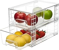 Vista 1 de 2 Pack Stackable Storage Drawers,Plastic Organizers Bins, Drawers Storage with Handles and Movable Dividers for Organization and Storage in