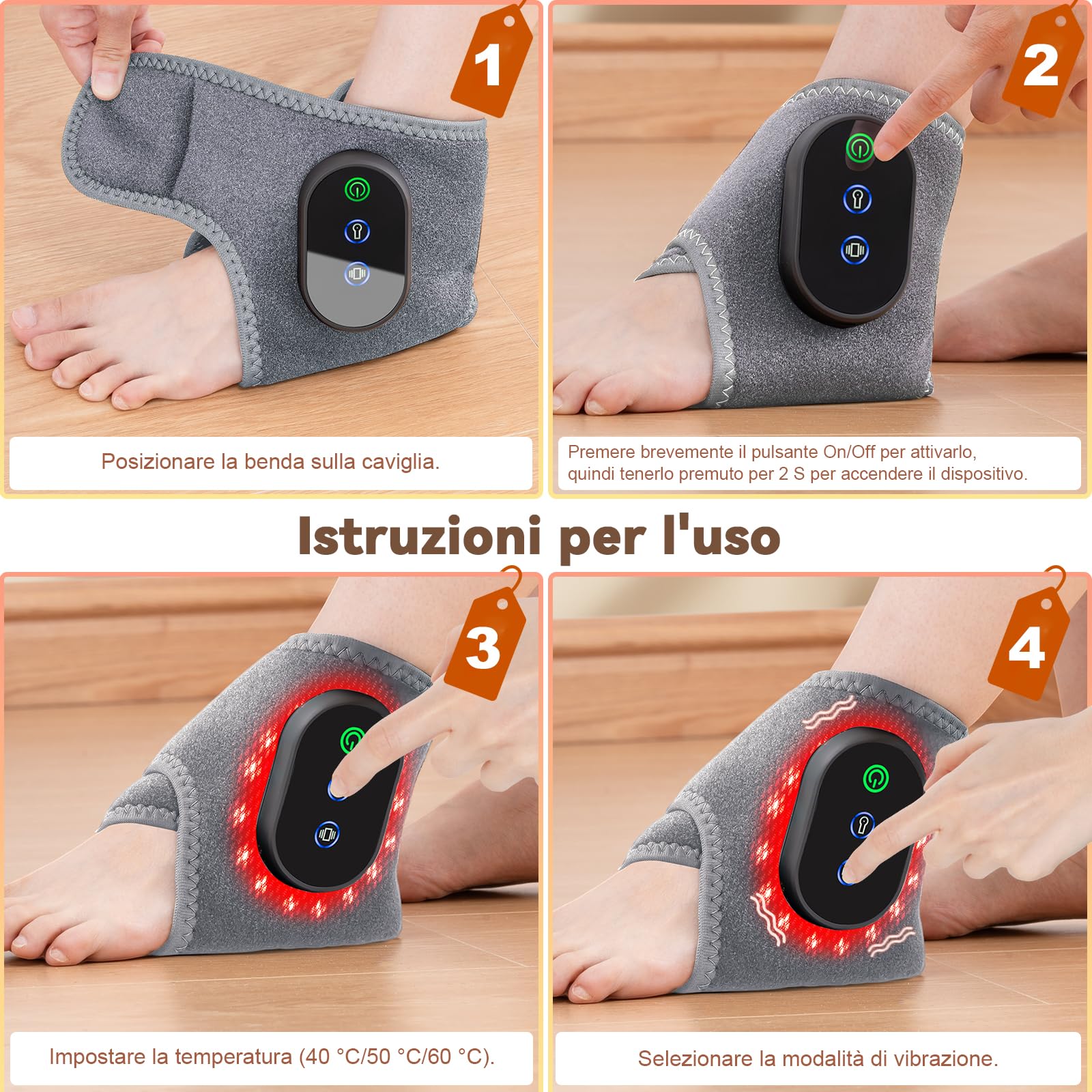 2 Pezzi Massaggiatore per Piedi 3 in 1 | 3 Modalità di Vibrazione | Temperatura Regolabile a 3 Livelli | Scaldapiedi IntegratoAllevia Dolori a Piante, Talloni e Caviglie | Massaggiatore Gambe