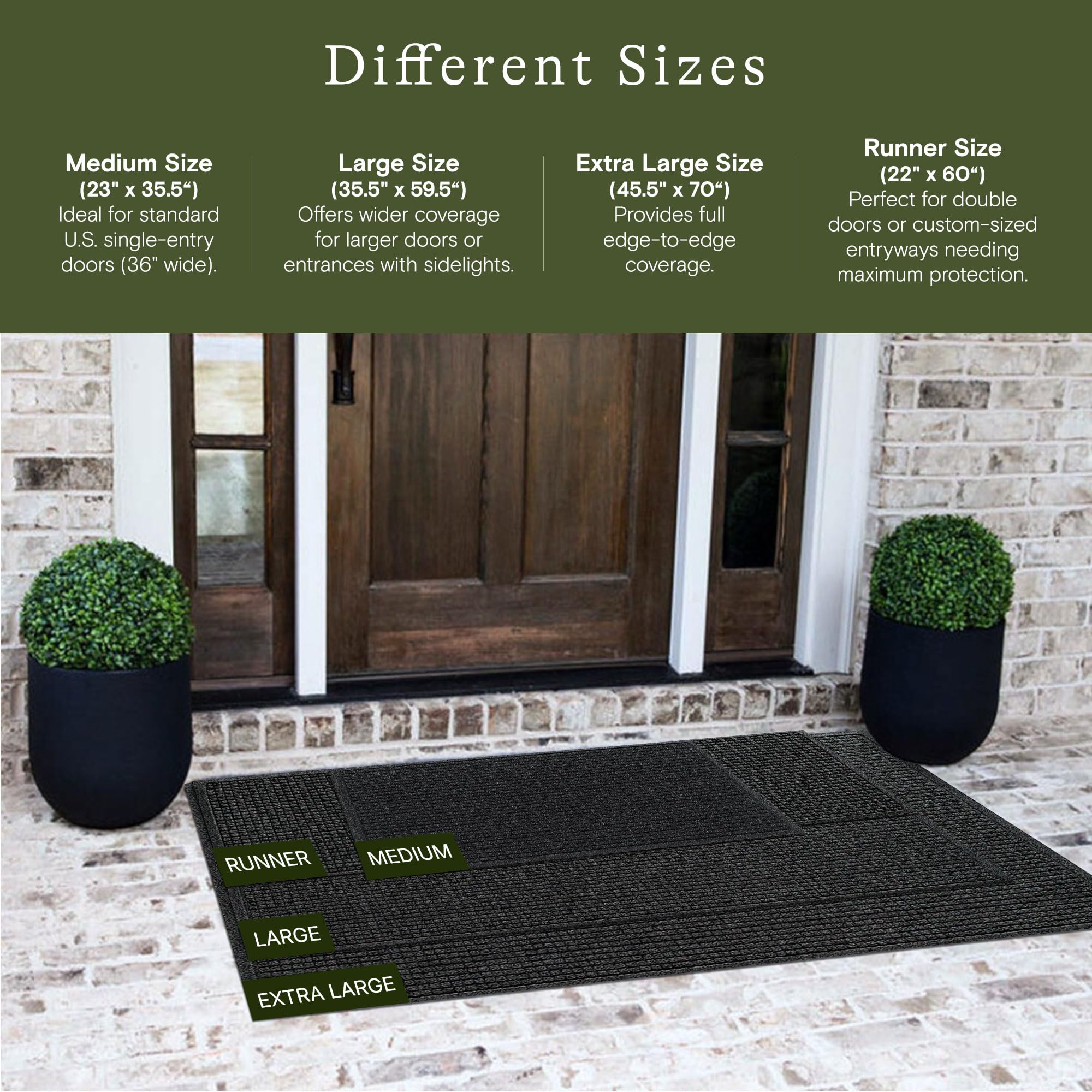 WaterHog Squares Heavy Duty Front Door Mat, 23"x35.5", Charcoal — Amazon image 2
