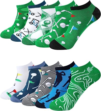 10 Pairs Golf Socks for Men Low Cut No Show Novelty Golf Gift