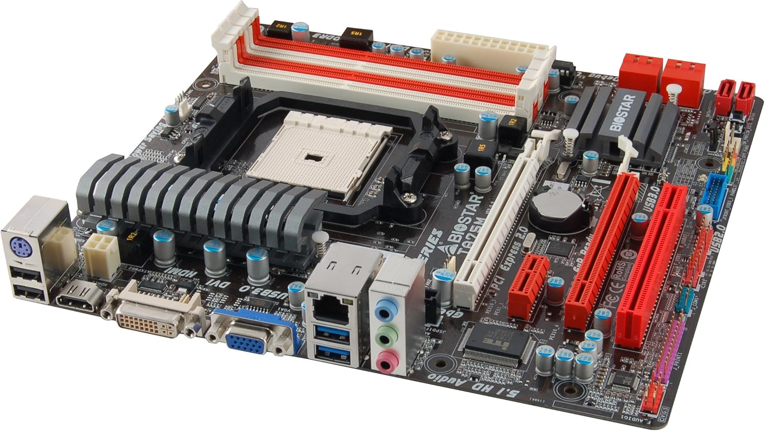 Biostar AMD FM1 Socket - A75 Chipset - SATA 6 Gbps and USB 3.0 - DDR3 2000Mhz - MicroATX Motherboard (TA75M)