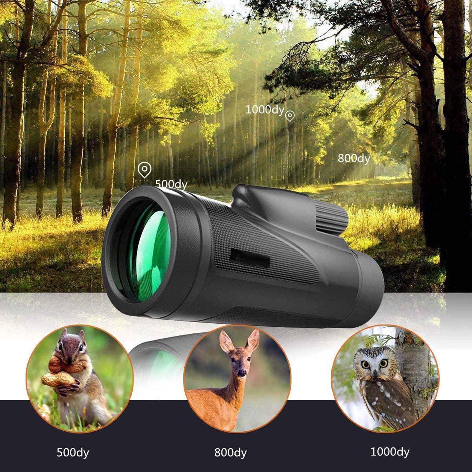 Przenośny monokularowy teleskop monokularowy o dużej mocy ze statywem, 12 x 50 Monokular Prism Bak4, luneta monokularowa wodoodporna do obserwacji ptaków, dzikiej przyrody, podróży, kempingu
