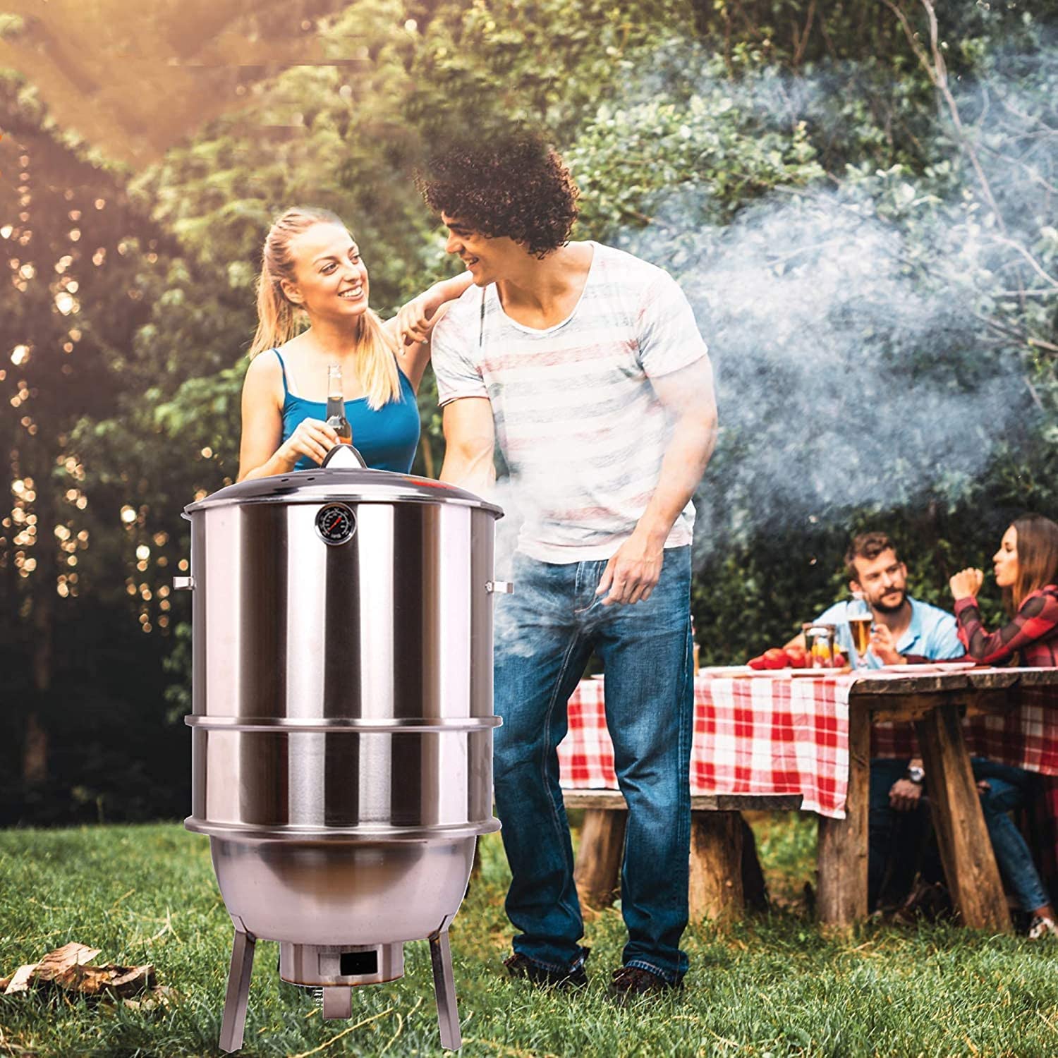 Certyfikat bezpieczeństwa Zdejmowany grill Grill ze stali nierdzewnej wielowarstwowe grille węglowe wędzarnia na zewnątrz grill na piknik ogród taras kemping podróż