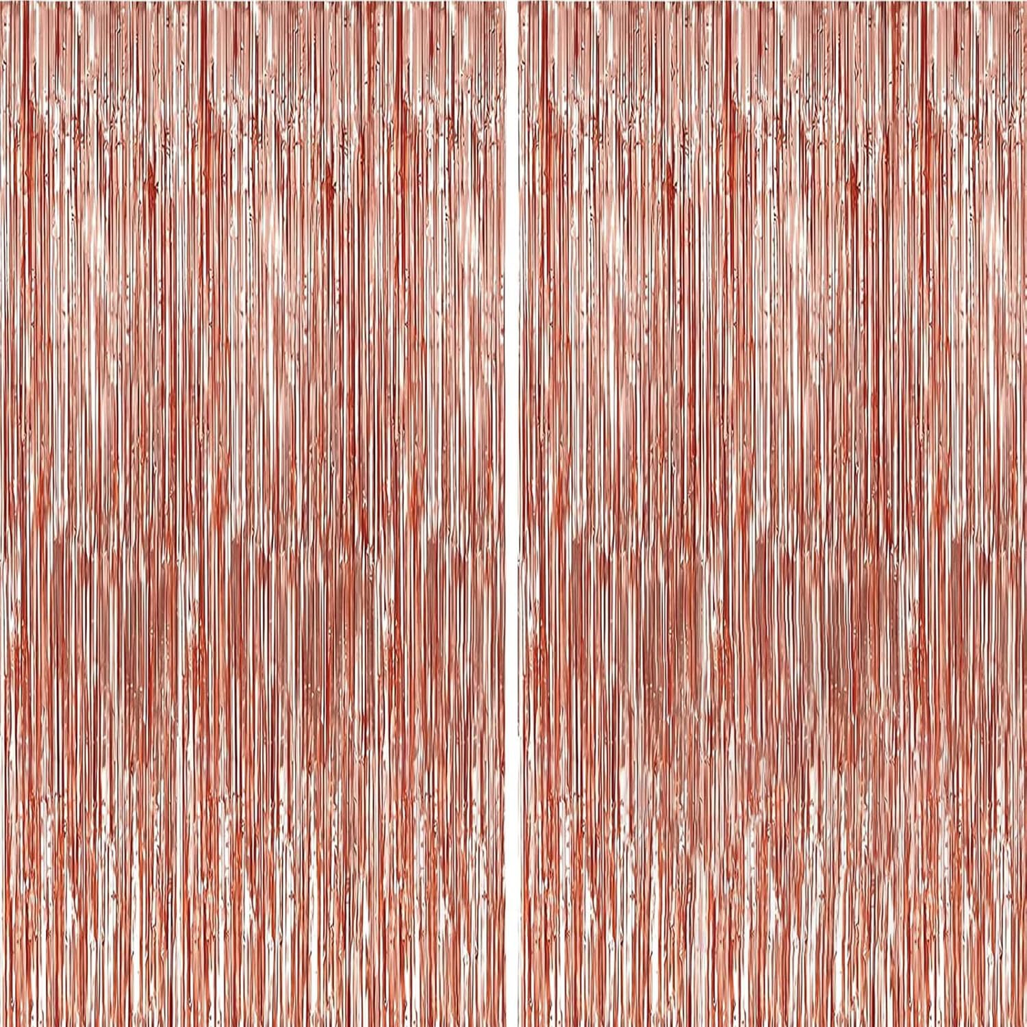 Crosize 8 Pack Rose Gold Party Streamers Backdrop, 3.3 x 9.9 ft | Tinsel Foil Fringe Curtain, Birthday Decorations, Party Decor, Door Streamers, Glitter Photo Backdrop