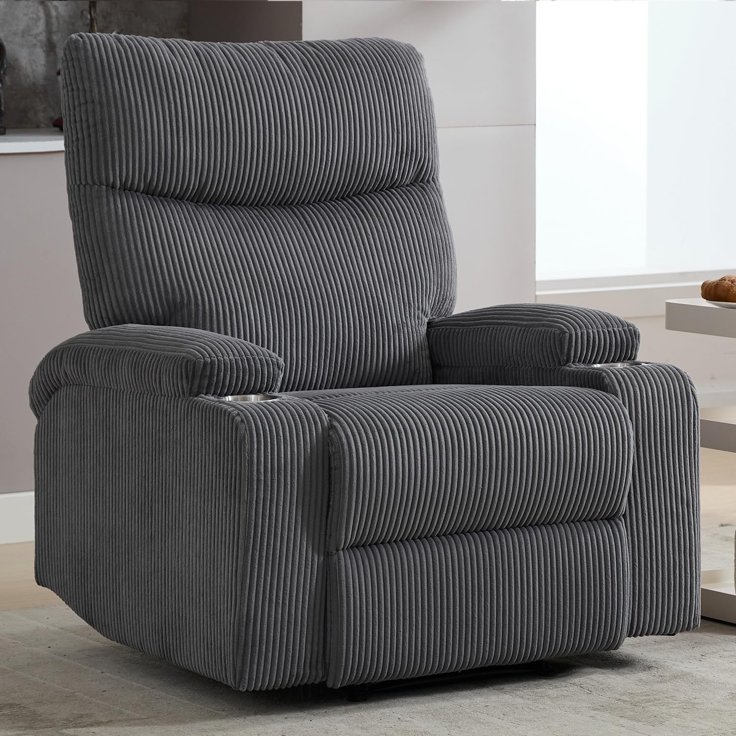 Manual Recliner Chair with Pull Ring, 3 Position 140° Reclining Sofa for Living Room, Nursery, RV, and Office,Oversized Recliner Chairs for Adults(