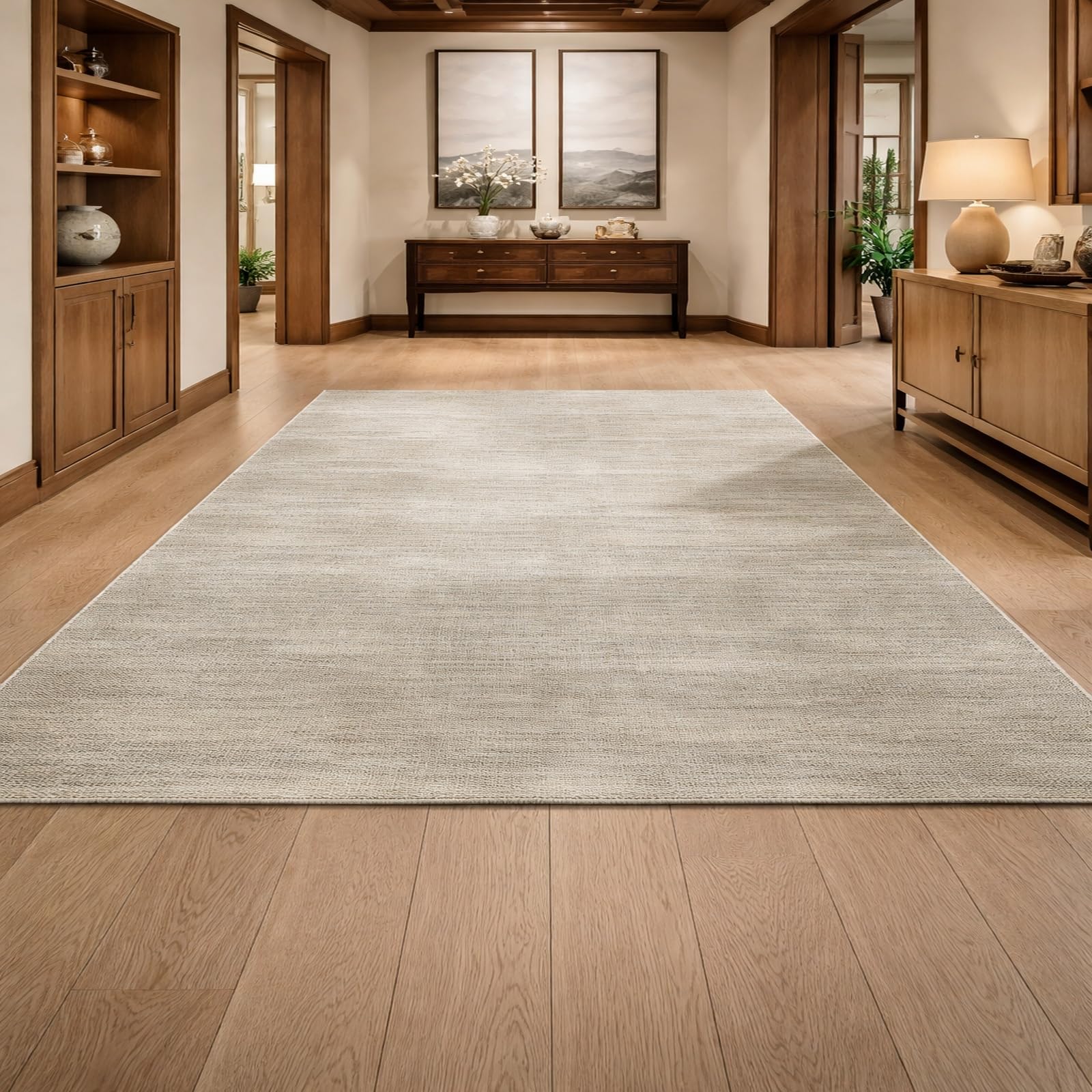 Teppiche Wohndeko für Wohnzimmer Schlafzimmer Aesthetic Room Decor,Geometrisch Grau, Beige, 155 x 200 cm