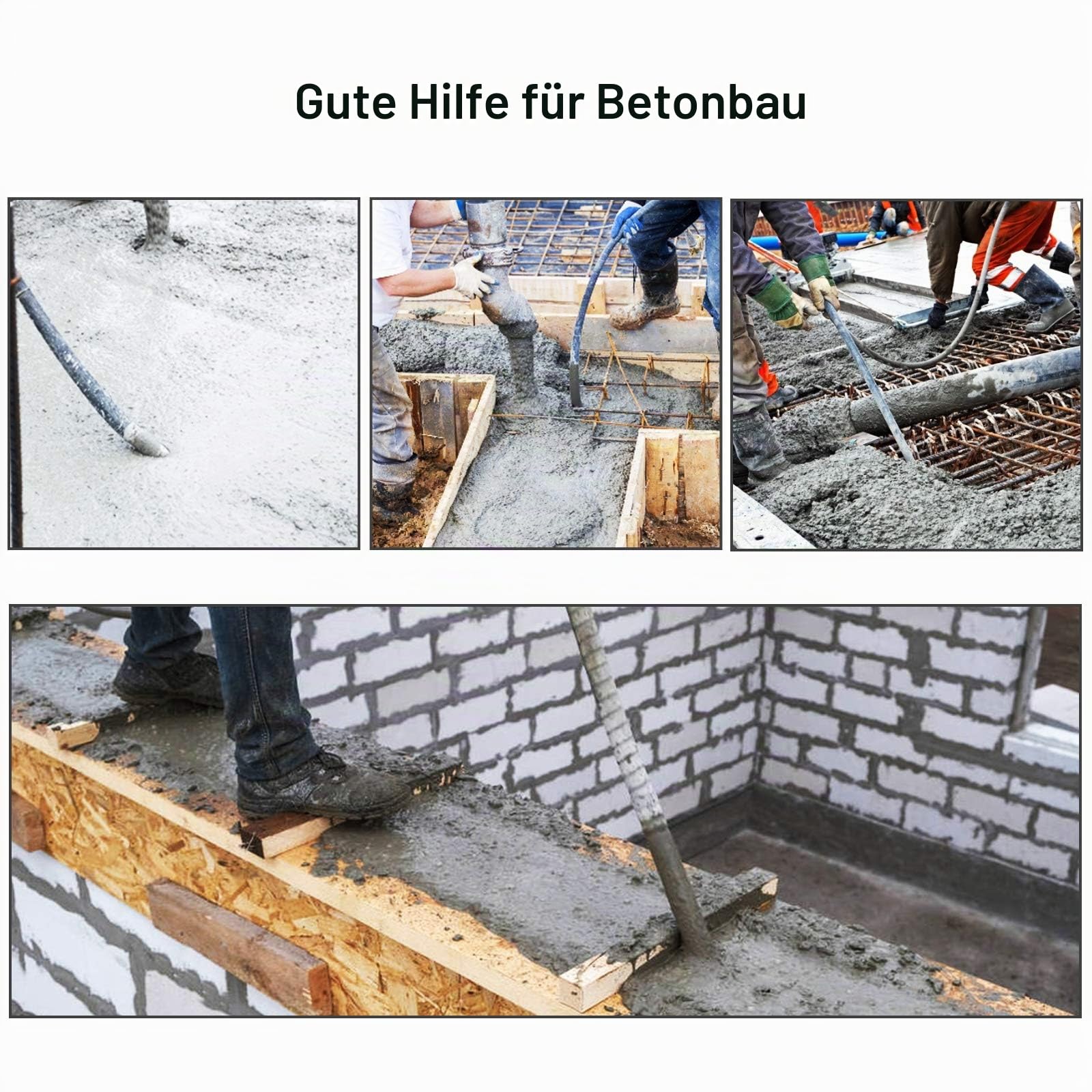 IMAYCC Elektrischer Betonrüttler, 1300W Innenrüttler Flaschenrüttler, 2M Vibrationsstablänge Betonvibrator, 4300 U/min Rührwellendrehzahl, 35mm Vibrationswellen durchmesser