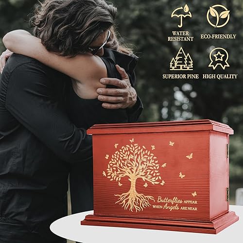 Miniatura 6 de Urnas de cremación para cenizas humanas  Urnas de madera para cenizas humanas, adultos, hombres y mujeres, hechas a mano, caja y ataúd para cenizas,
