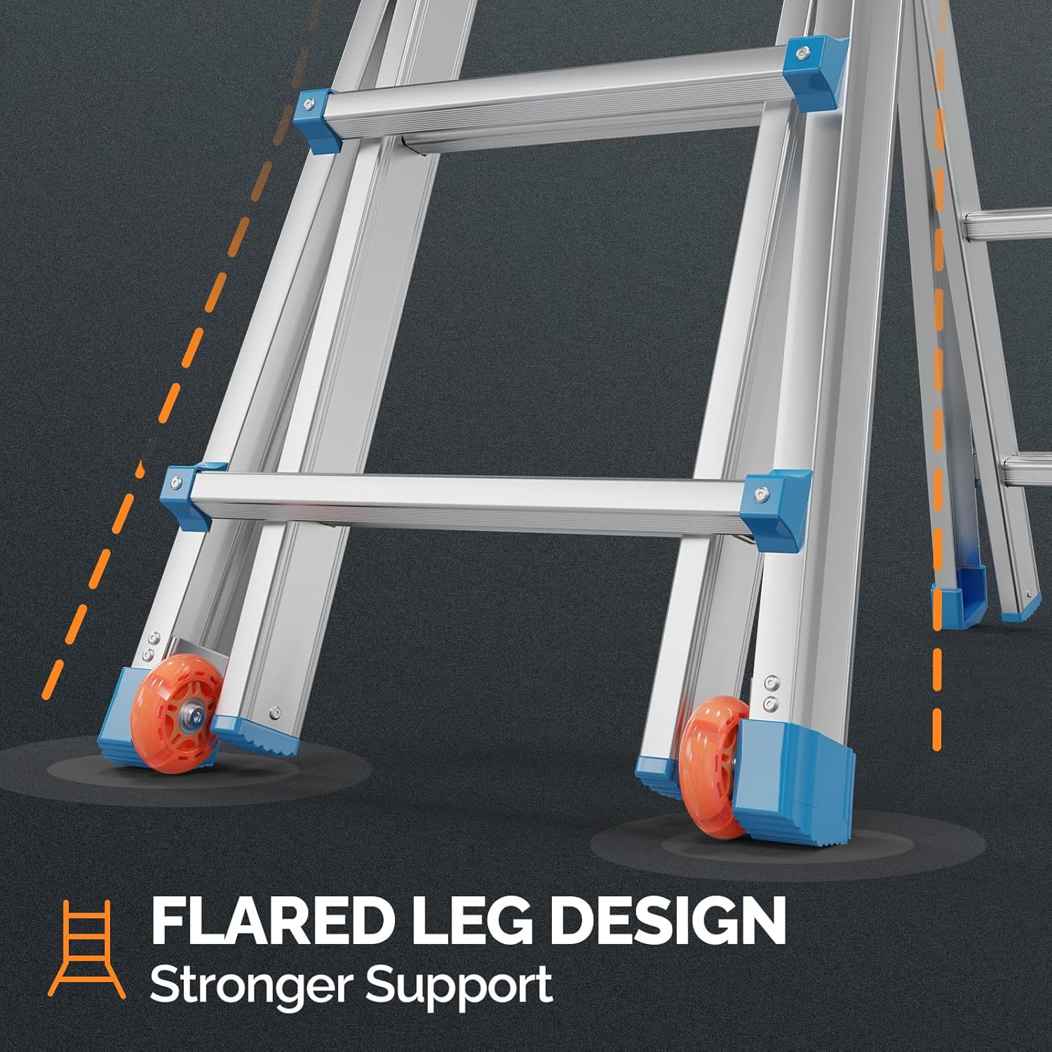 LUISLADDERS Ladder, A Frame Step Ladder Telescoping Ladder, Muti Position Folding Ladder Flared Leg & Wheels Design, 330 lbs Capacity Extension Ladder for Household Outdoor Work (22 FT)