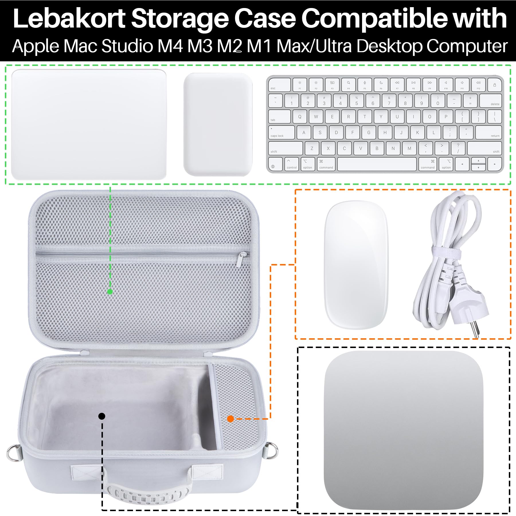 Lebakort ﻿Duro Viaggio Caso Custodia per Apple Mac Studio M4/M3/M2/M1 Max