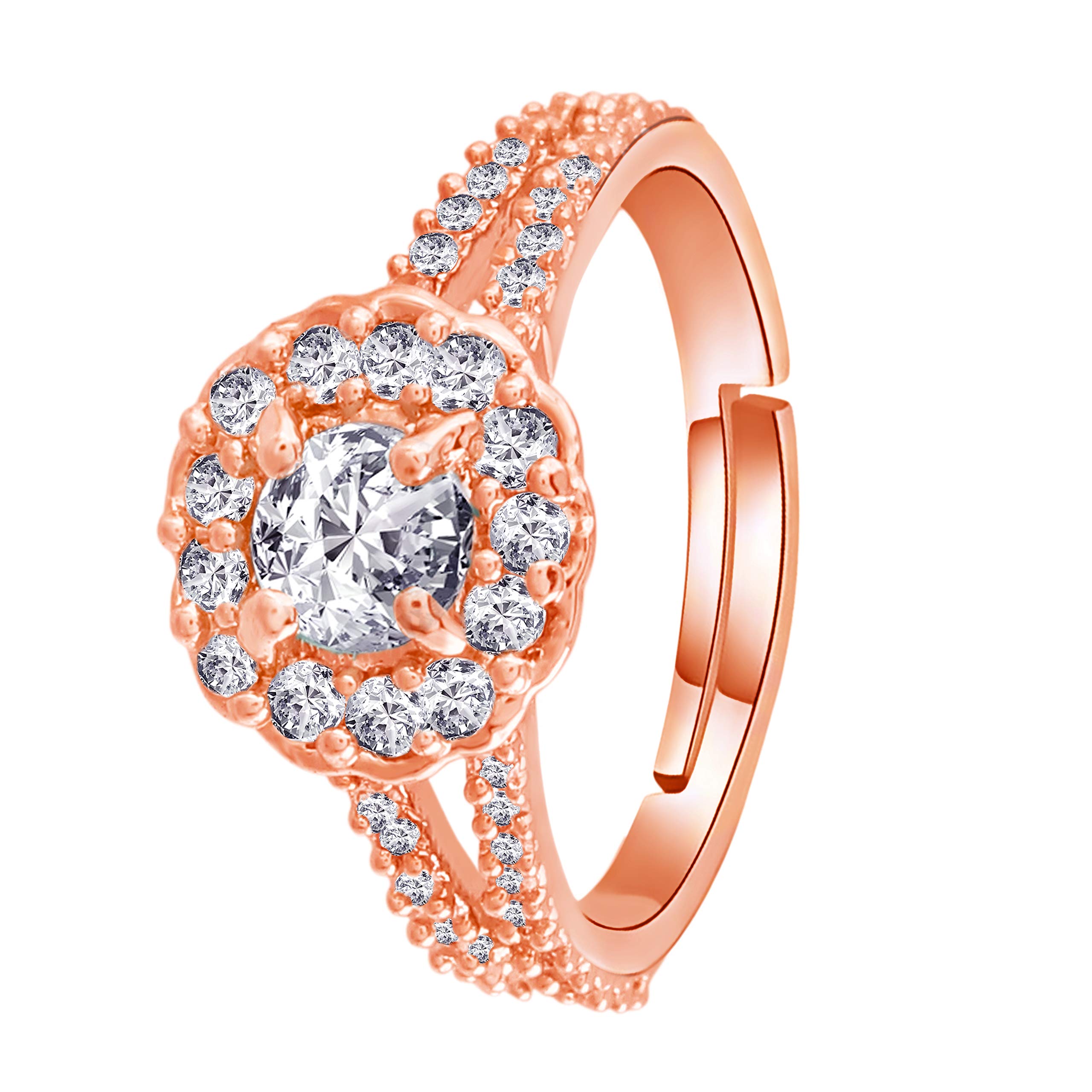 I Jewels Rose Gold Plated Elegant CZ American Diamond Sparkling Adjustable Finger Ring For Women (B08NX12HPB) Amazon Price History, Amazon Price Tracker
