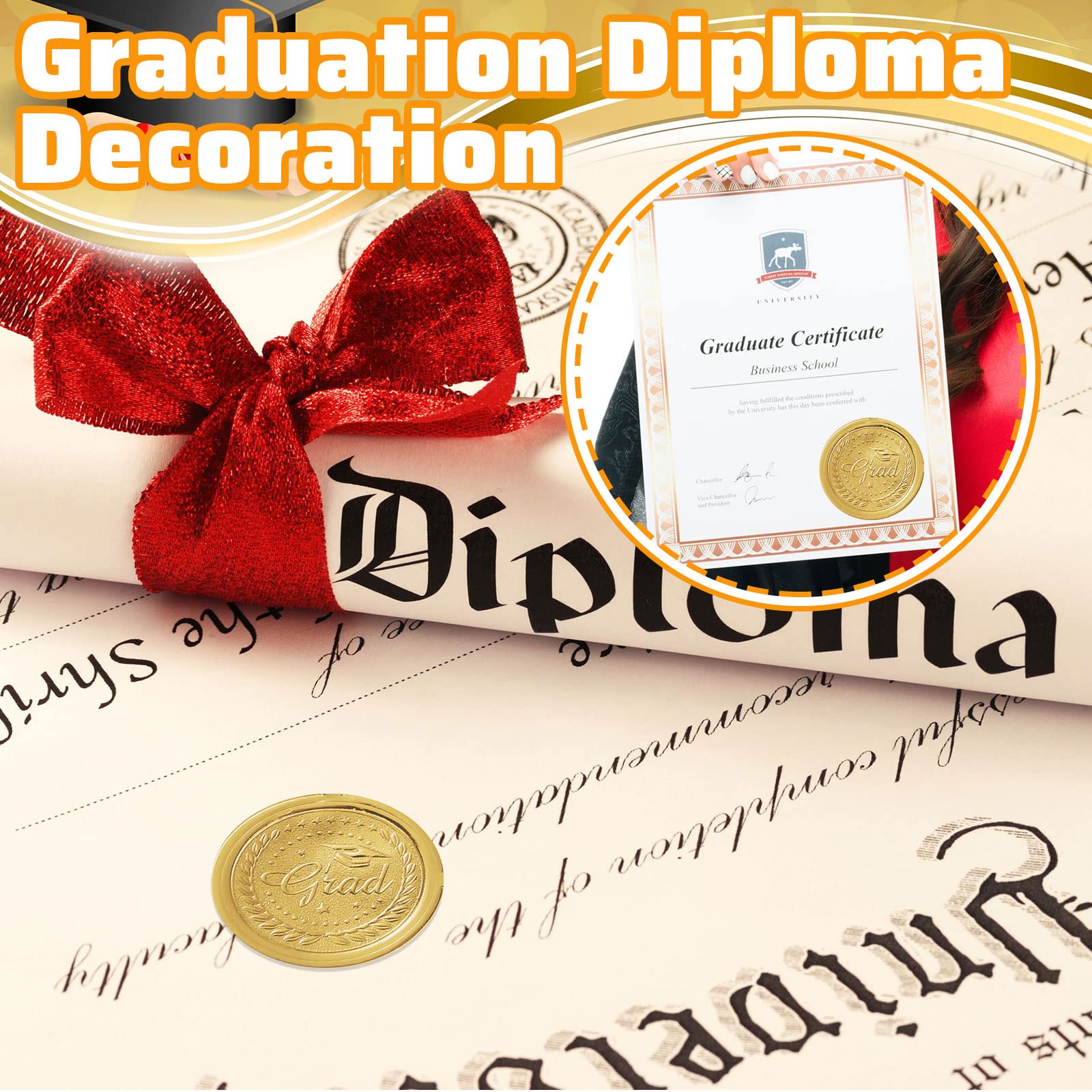 200 Pieces Embossed Graduation Cap Certificate Seals Gold Embossed ...