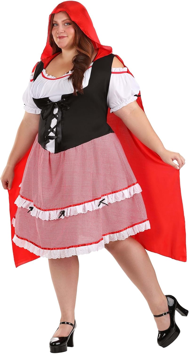 Women's Plus Size Knee Length Sexy Red Riding Hood Costume - 2X,3X,4X,5X