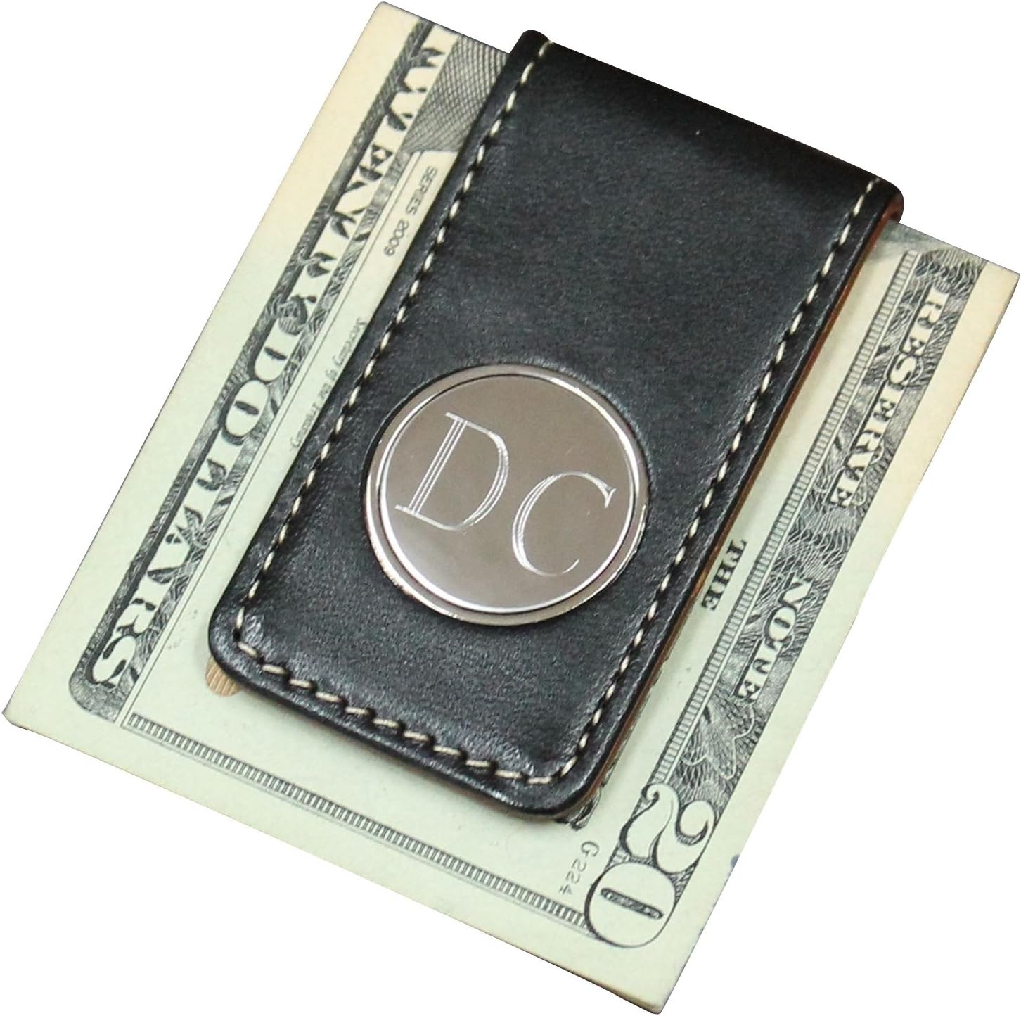 My Personal Memories Custom Personalized Money Clip with Black and Brown Leather Engraved Customized Monogrammed Money Clips for Men
