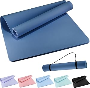 Extra Wide Yoga Mat 72" x 32", 6mm Non Slip TPE Exercise Mat with Carrying Strap, Large Workout Mat for Yoga, Pilates, Stretching, HIIT & Home Gym