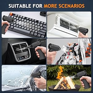 Compressed Air Duster - 180000RPM Powerful Electric Air Duster, 3 Gear Adjustable Cordless Air Blower, Rechargeable Dust Cleaner for Keyboard, Computer, Home, Outdoor, Car