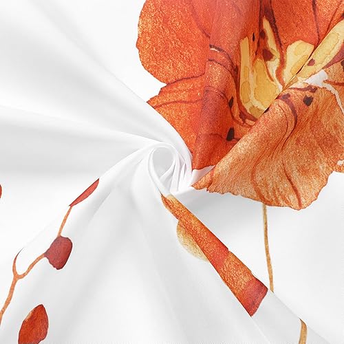 Miniatura 4 de Gibelle Cortina de ducha con diseño floral de acuarela, cortina de ducha retro naranja azul marino para baño, juego de cortina de ducha moderna